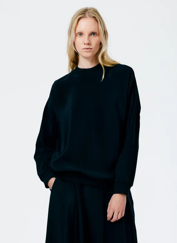 4-Ply Silk Crewneck Eased Out Top made by Tibi