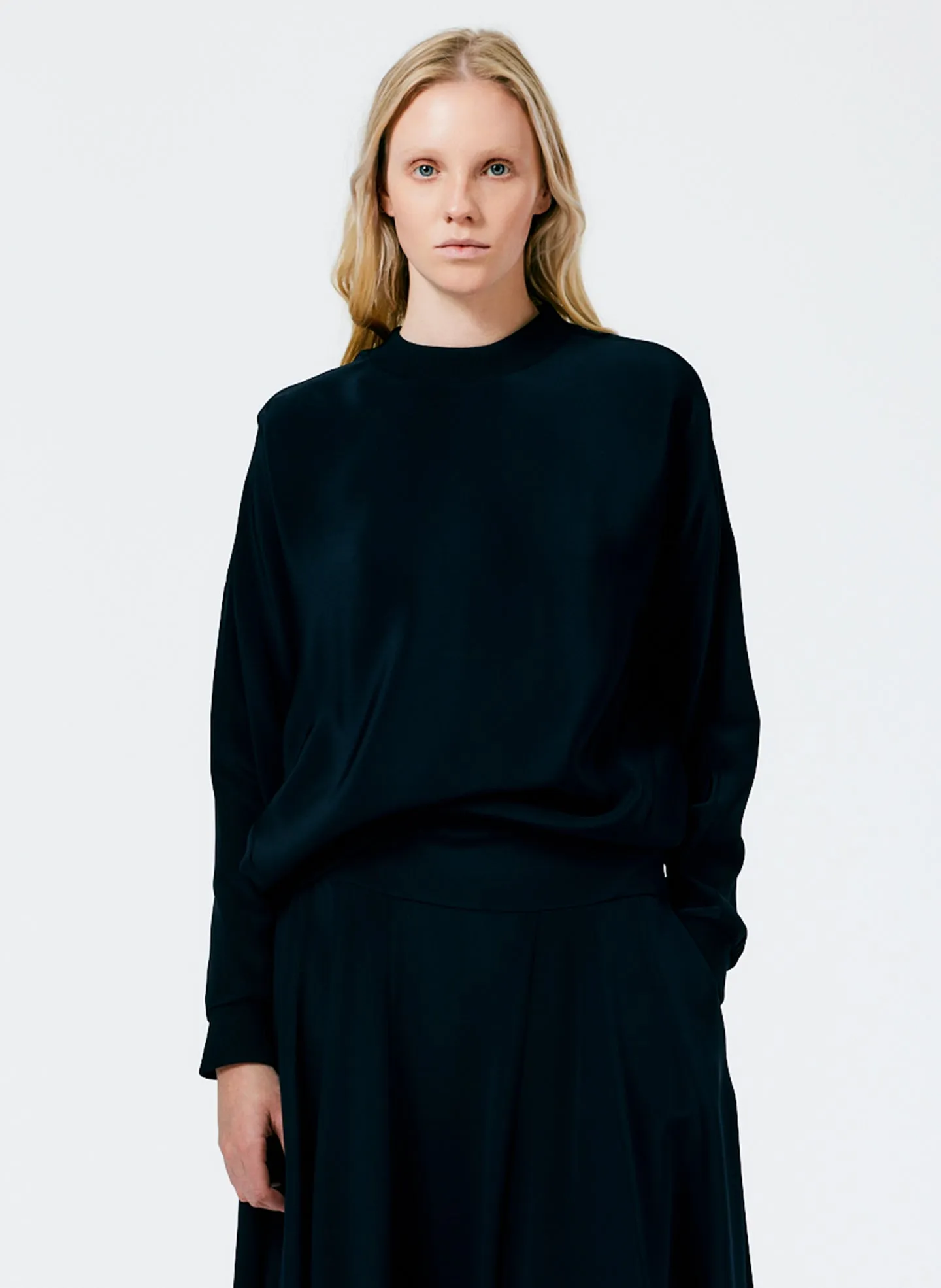 4-Ply Silk Crewneck Eased Out Top sold by Tibi product image thumbnail 3