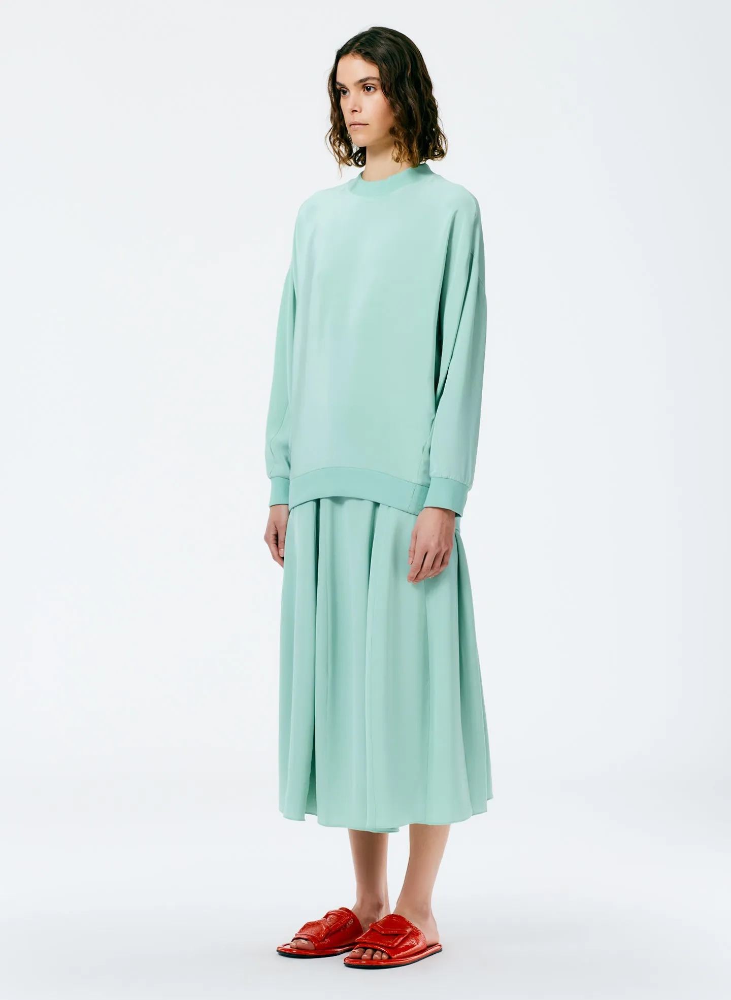 4-Ply Silk Crewneck Eased Out Top sold by Tibi product image thumbnail 5