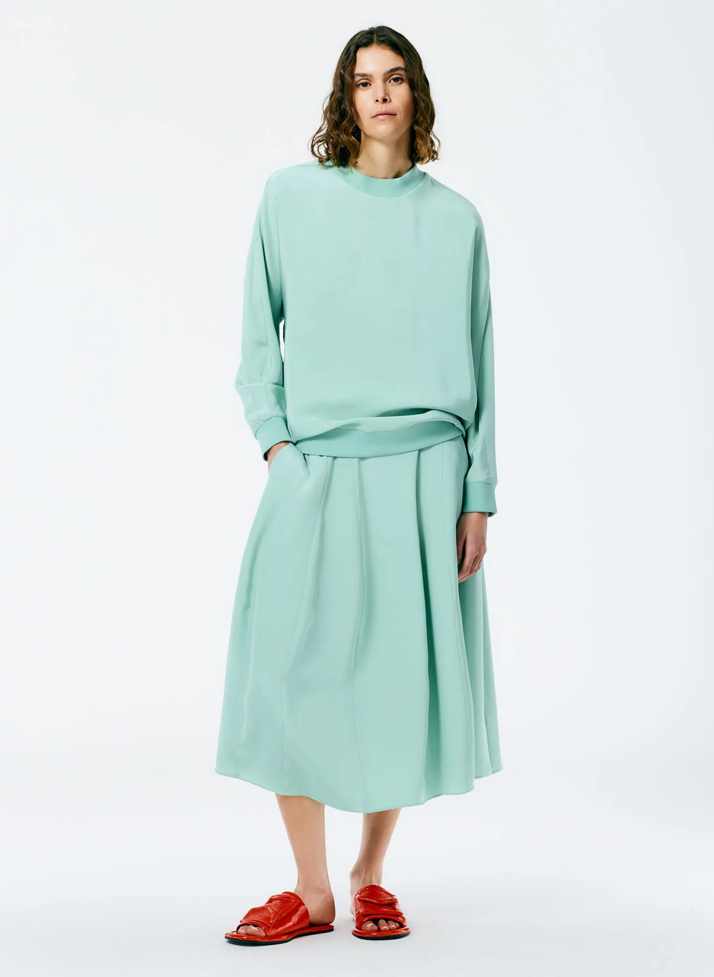 4-Ply Silk Crewneck Eased Out Top sold by Tibi product image thumbnail 4