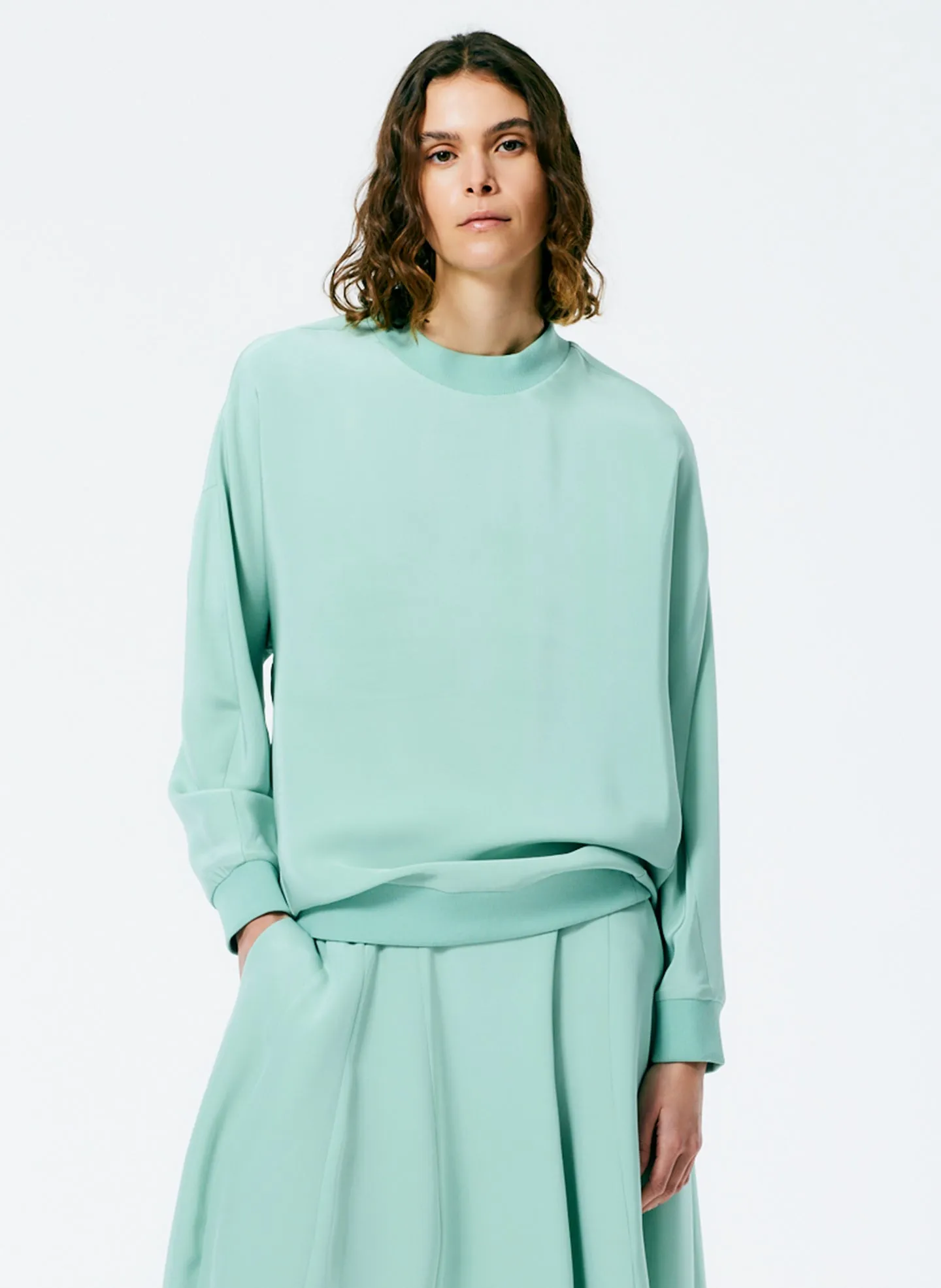 4-Ply Silk Crewneck Eased Out Top sold by Tibi