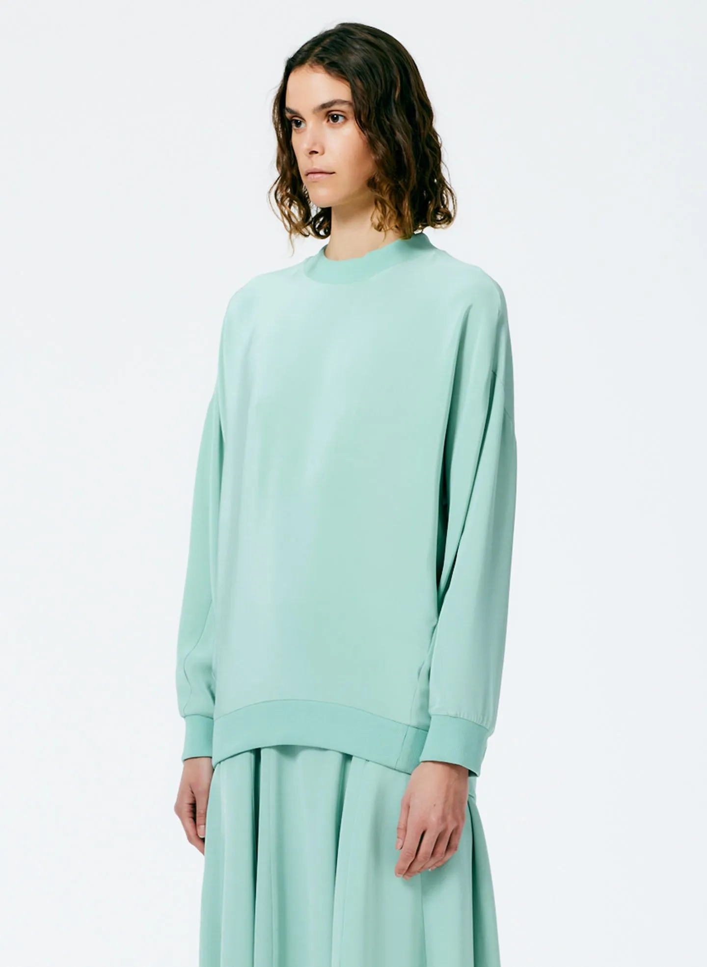 4-Ply Silk Crewneck Eased Out Top sold by Tibi product image thumbnail 3