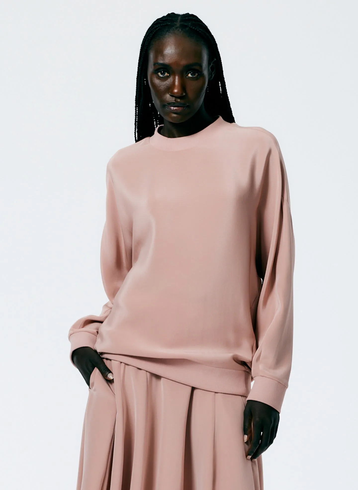 4-Ply Silk Crewneck Eased Out Top sold by Tibi