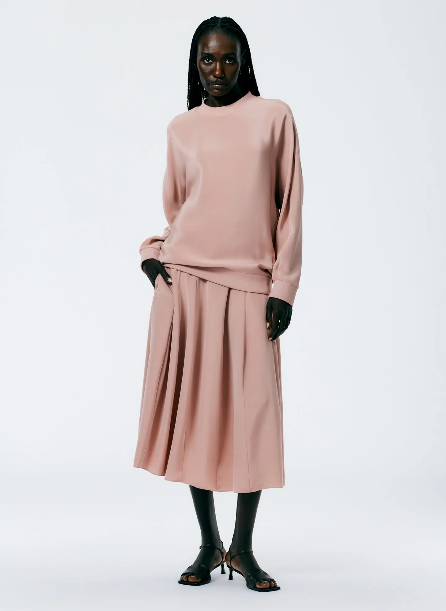 4-Ply Silk Crewneck Eased Out Top sold by Tibi product image thumbnail 3