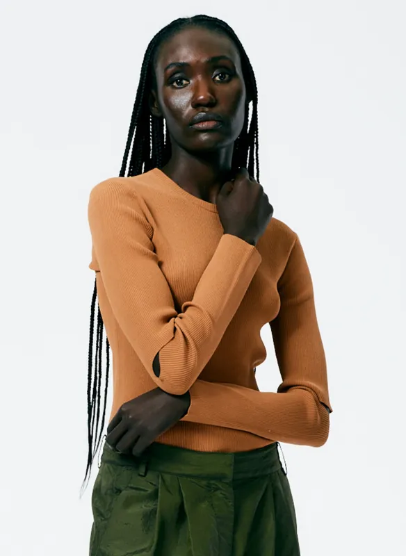 Giselle Slash Cutout Crewneck Pullover made by Tibi