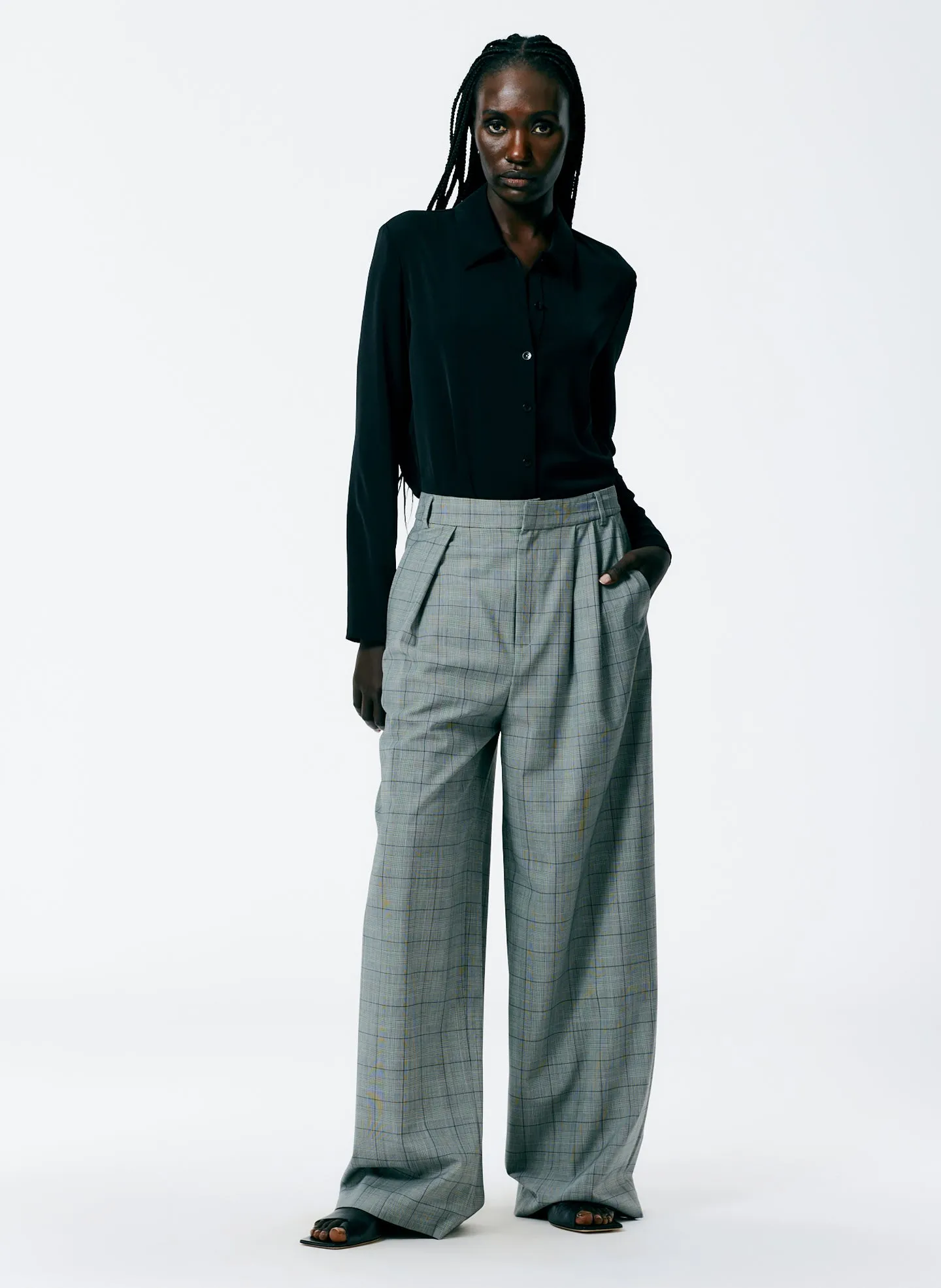 Menswear Suiting Asymmetrical Pleat Stella Pant sold by Tibi product image thumbnail 4
