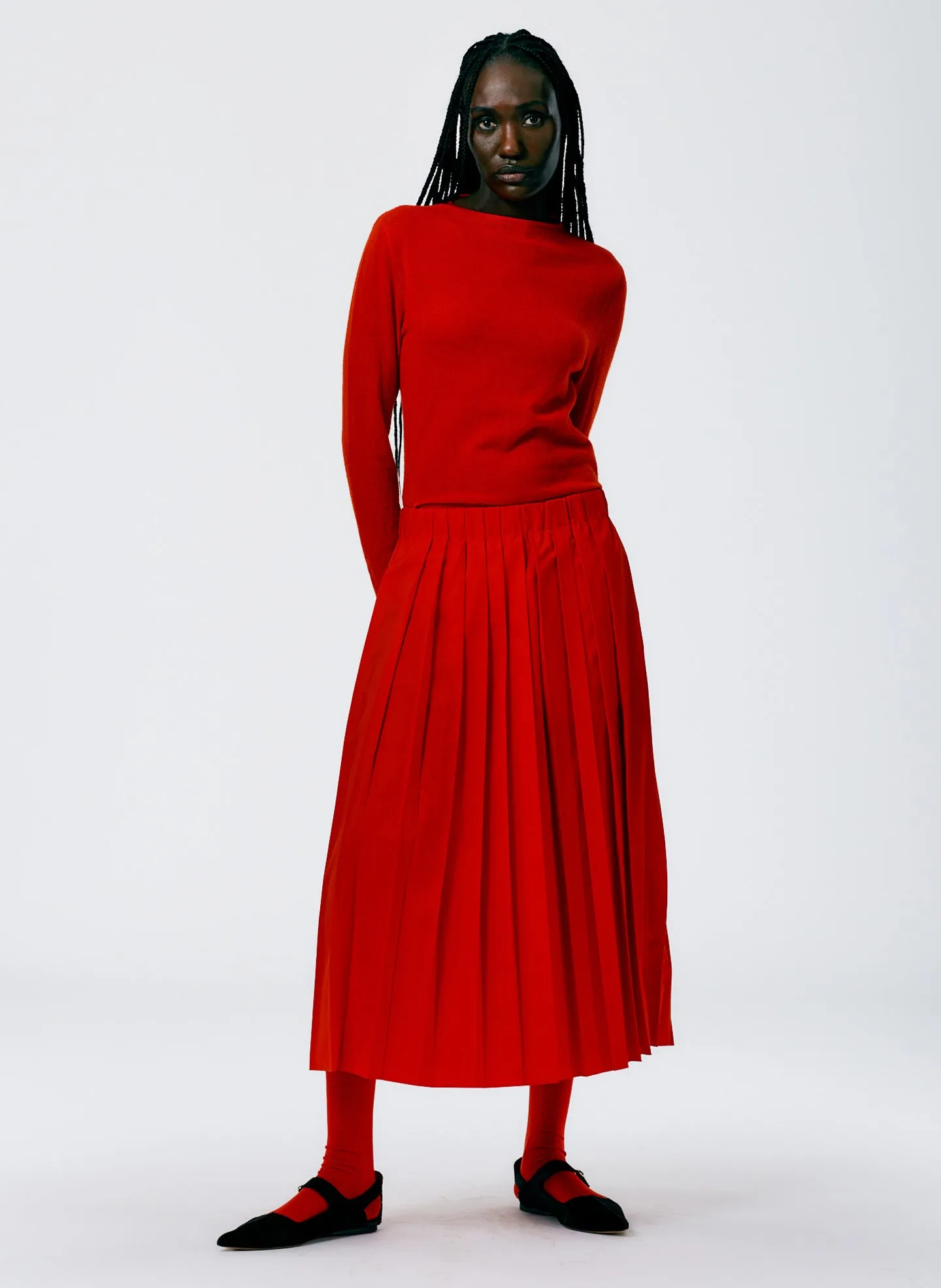 Italian Sporty Nylon Pleated Pull On Skirt sold by Tibi