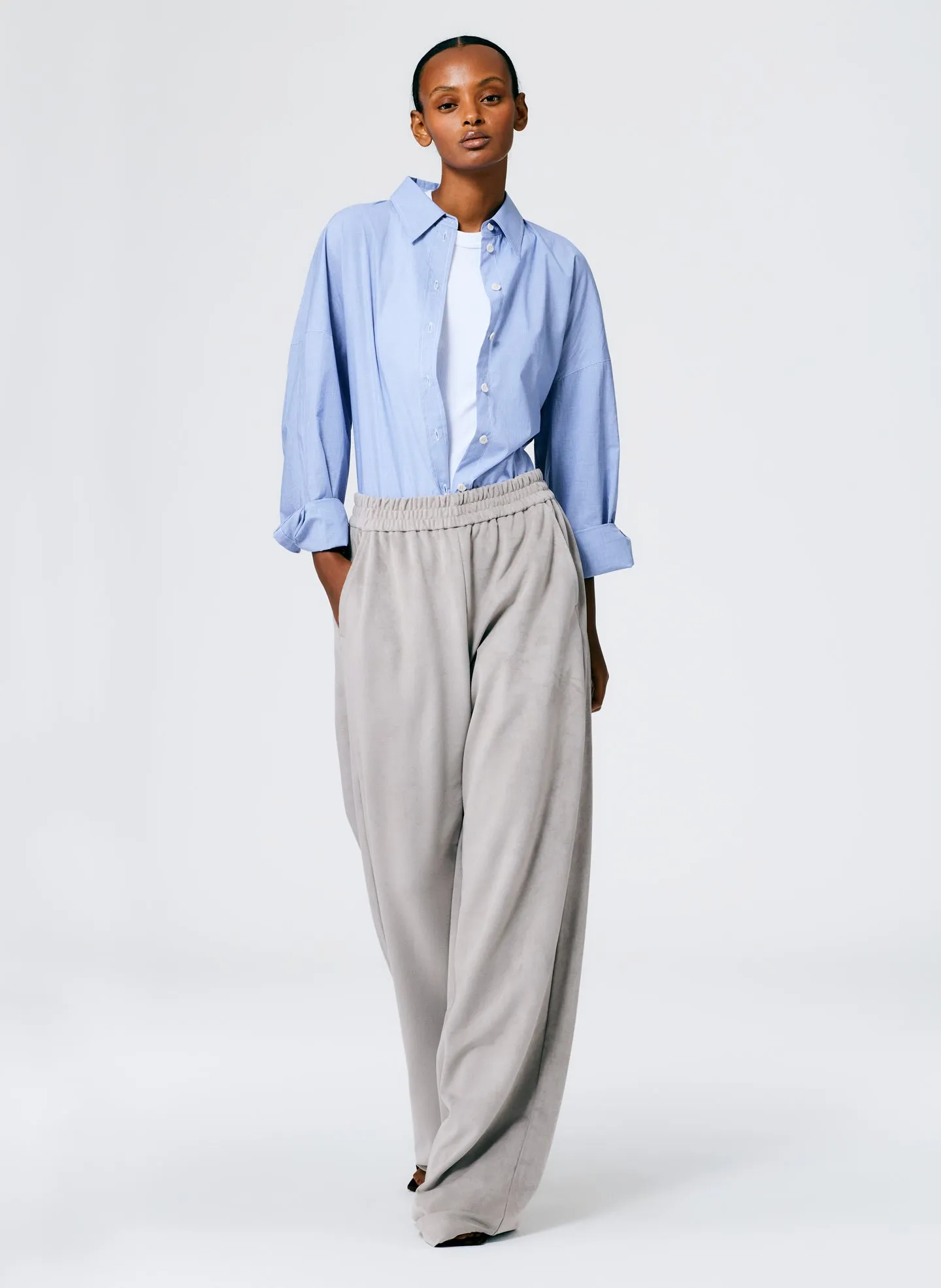 Ultrasuede Wide Leg Pull On Pant sold by Tibi