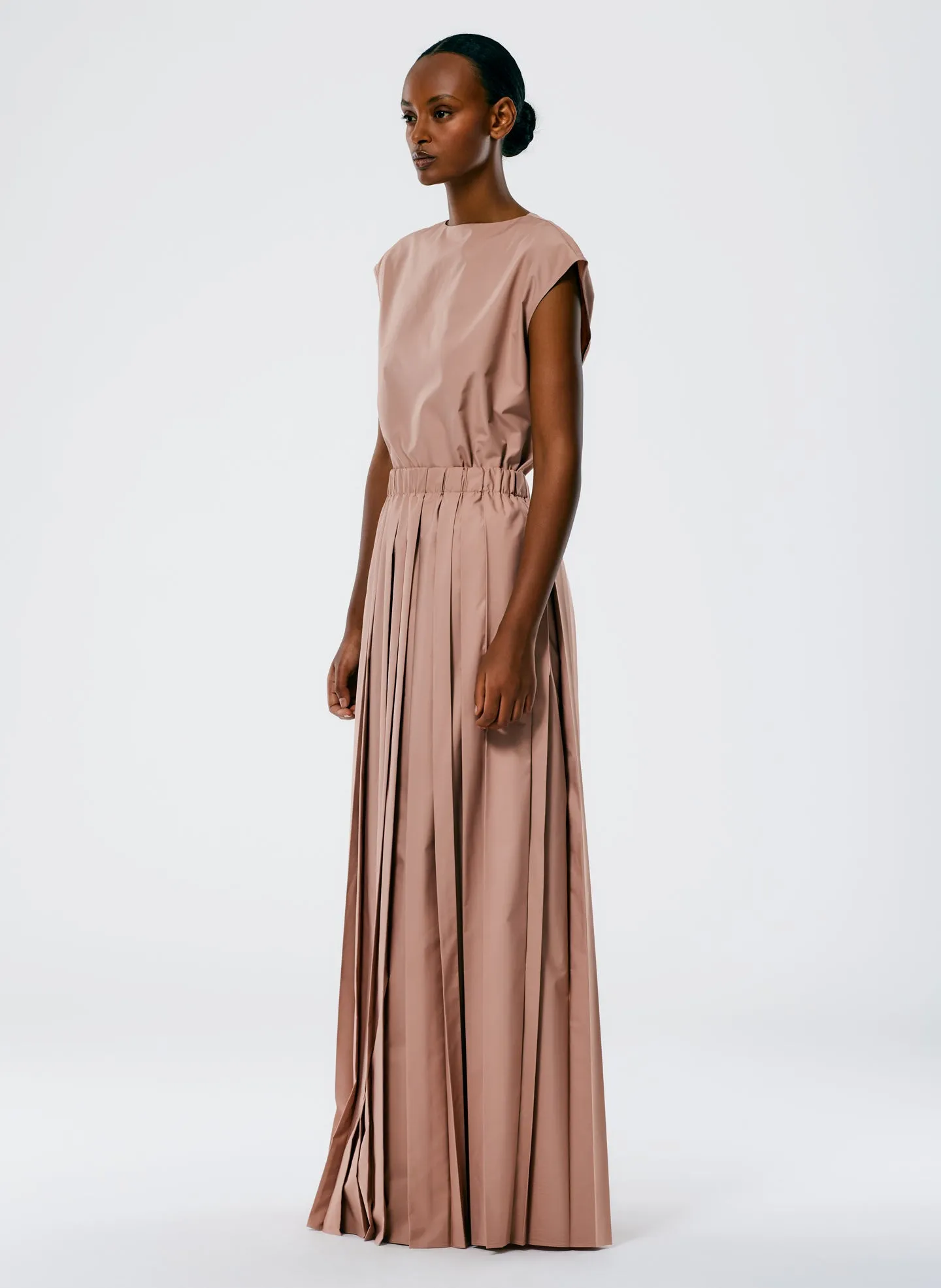 Italian Sporty Nylon Pleated Pull On Maxi Skirt sold by Tibi product image thumbnail 3