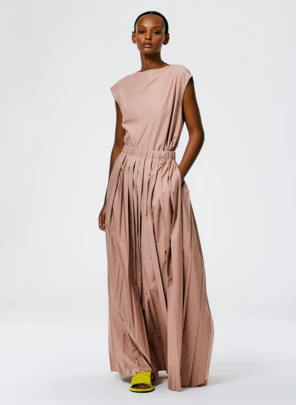 Italian Sporty Nylon Pleated Pull On Maxi Skirt sold by Tibi