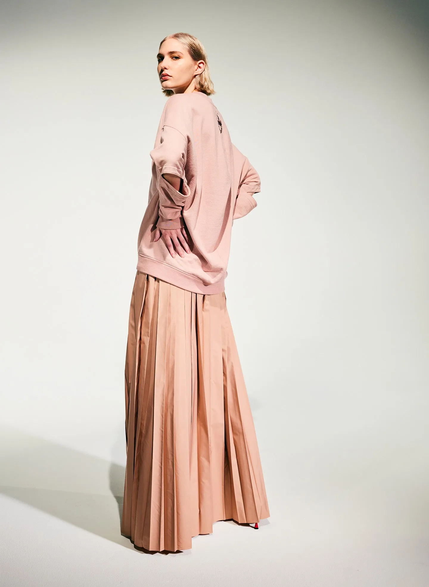 Italian Sporty Nylon Pleated Pull On Maxi Skirt sold by Tibi product image thumbnail 5