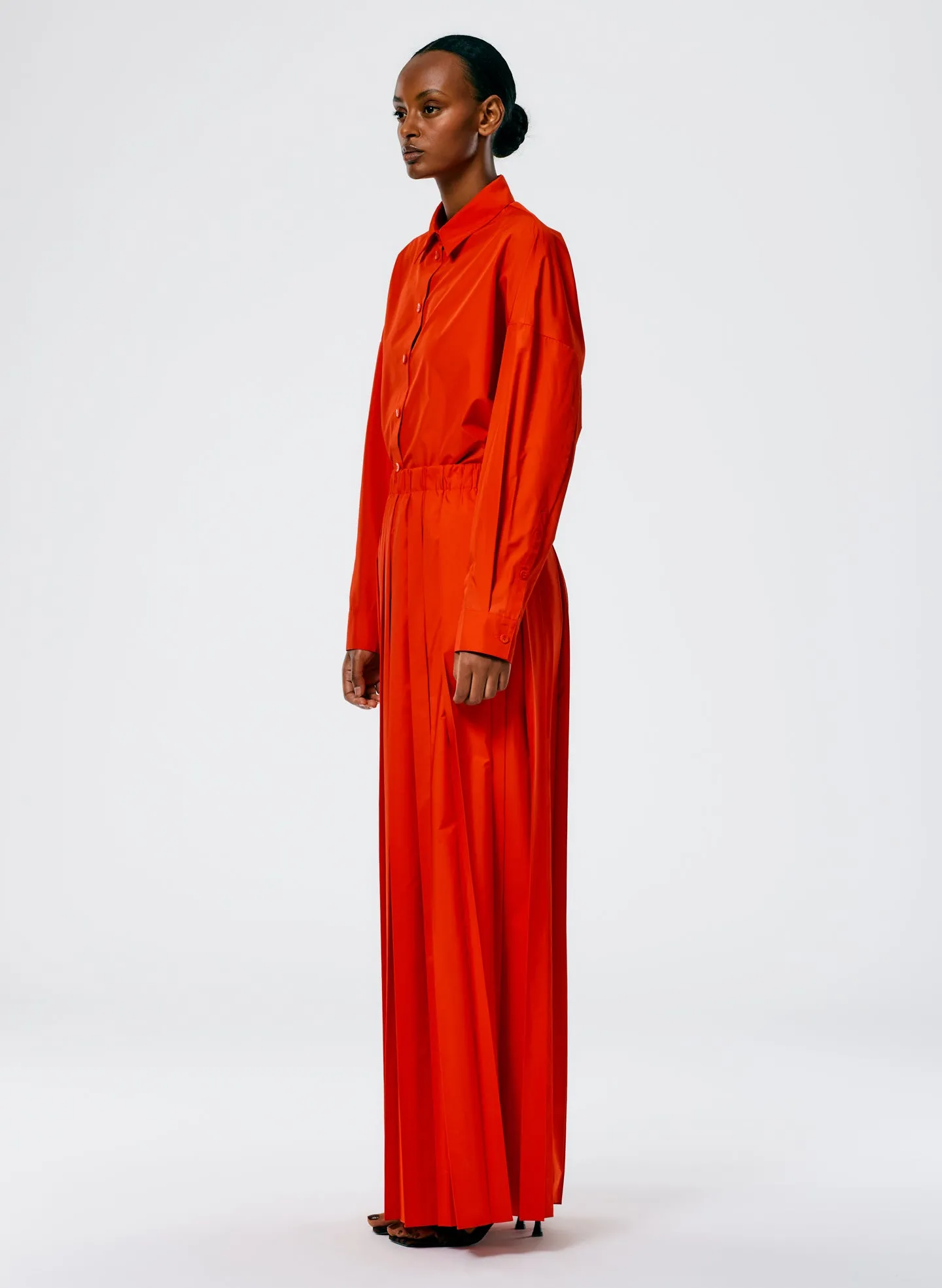 Italian Sporty Nylon Pleated Pull On Maxi Skirt sold by Tibi product image thumbnail 3