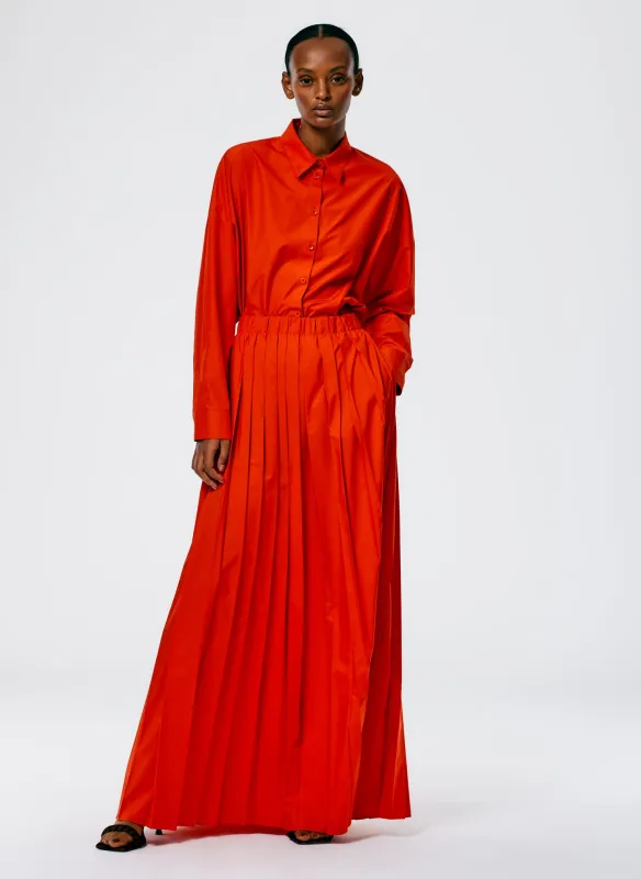 Italian Sporty Nylon Pleated Pull On Maxi Skirt made by Tibi