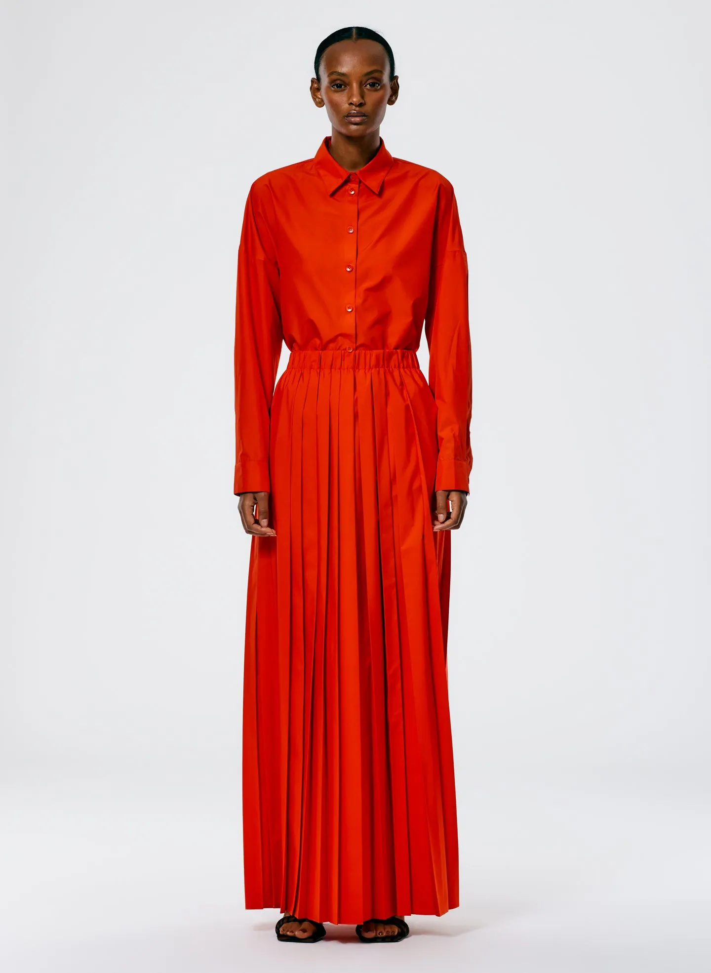 Italian Sporty Nylon Pleated Pull On Maxi Skirt sold by Tibi product image thumbnail 2