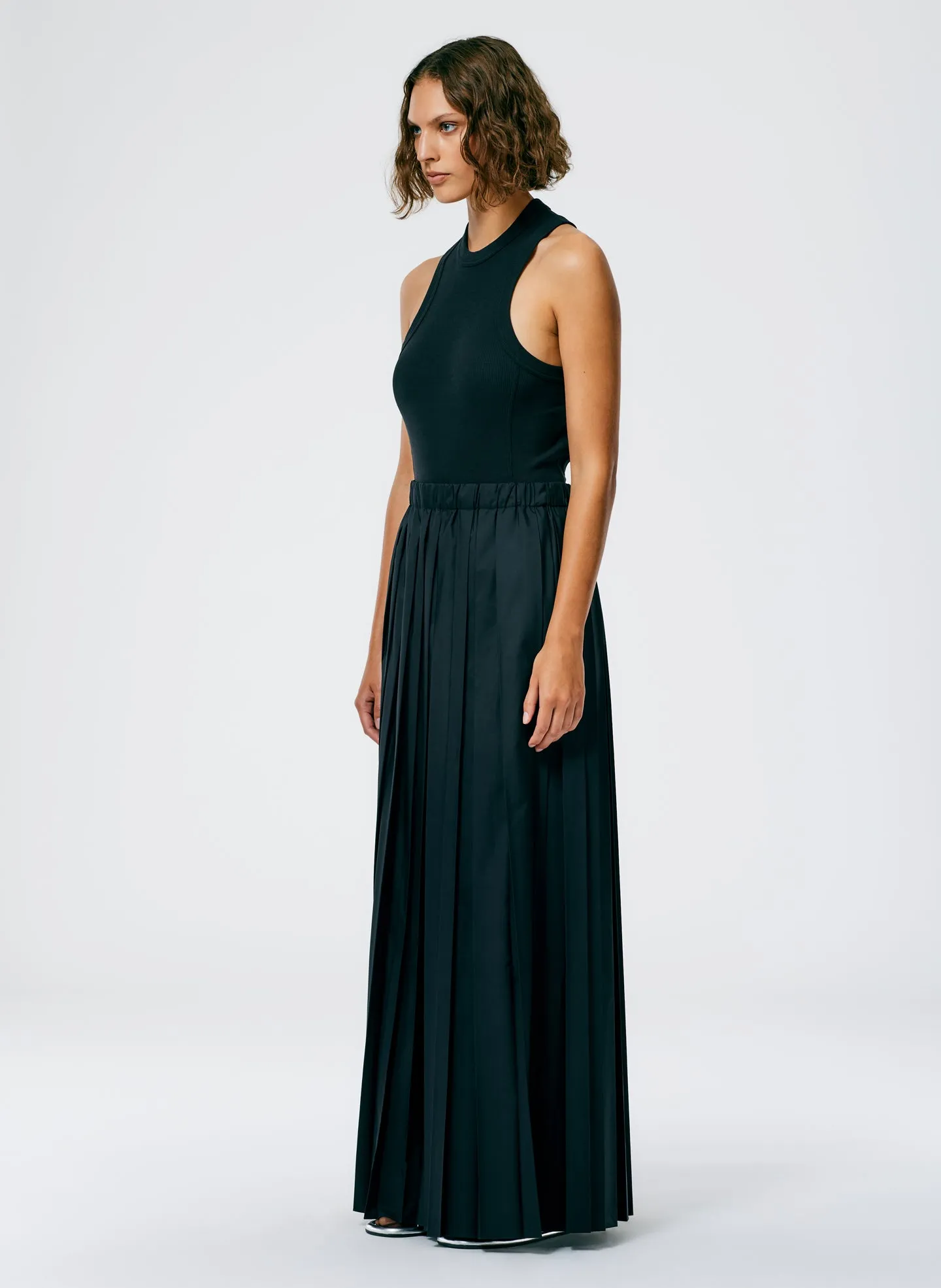 Italian Sporty Nylon Pleated Pull On Maxi Skirt sold by Tibi product image thumbnail 3