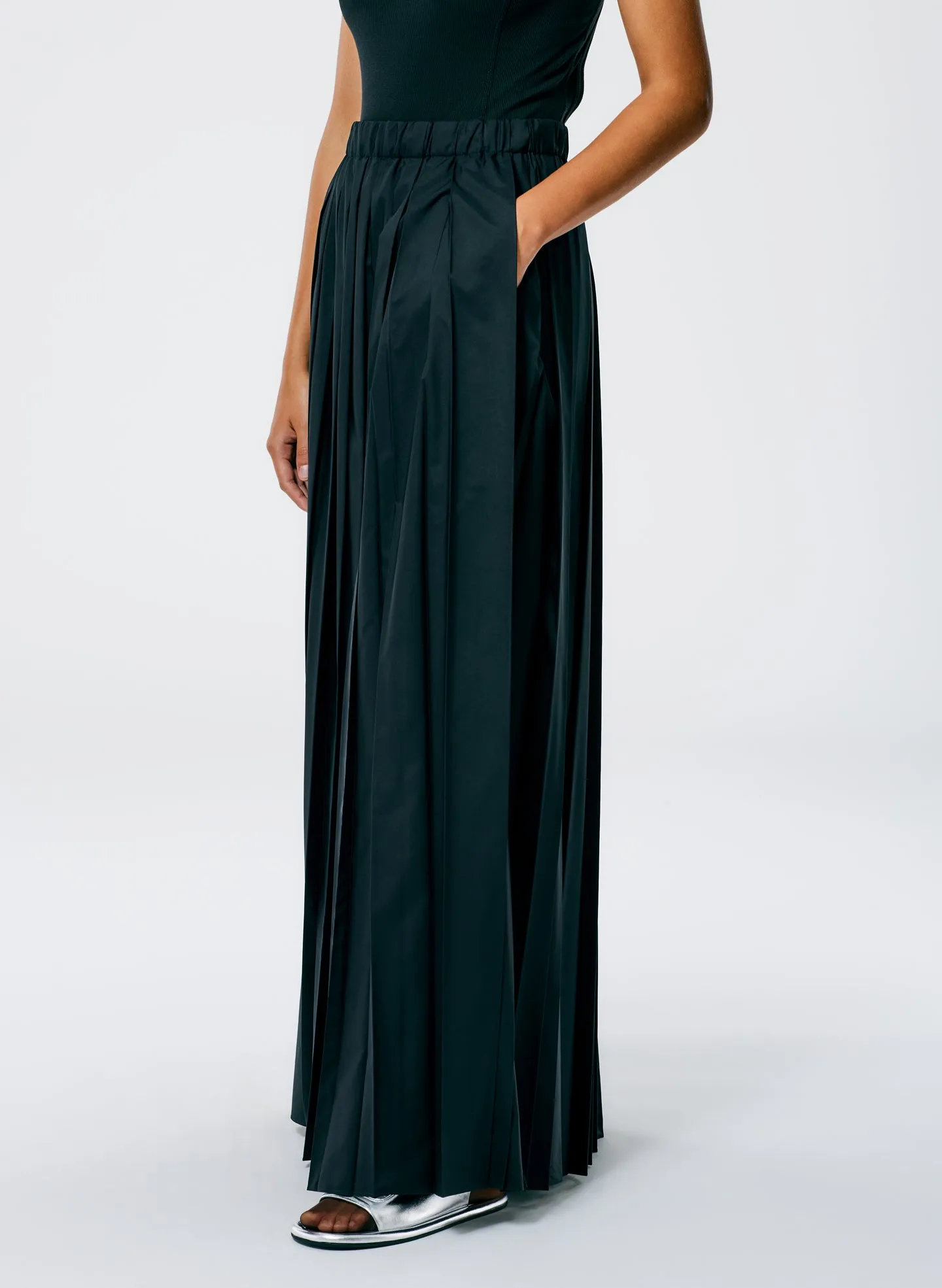 Italian Sporty Nylon Pleated Pull On Maxi Skirt sold by Tibi product image thumbnail 5