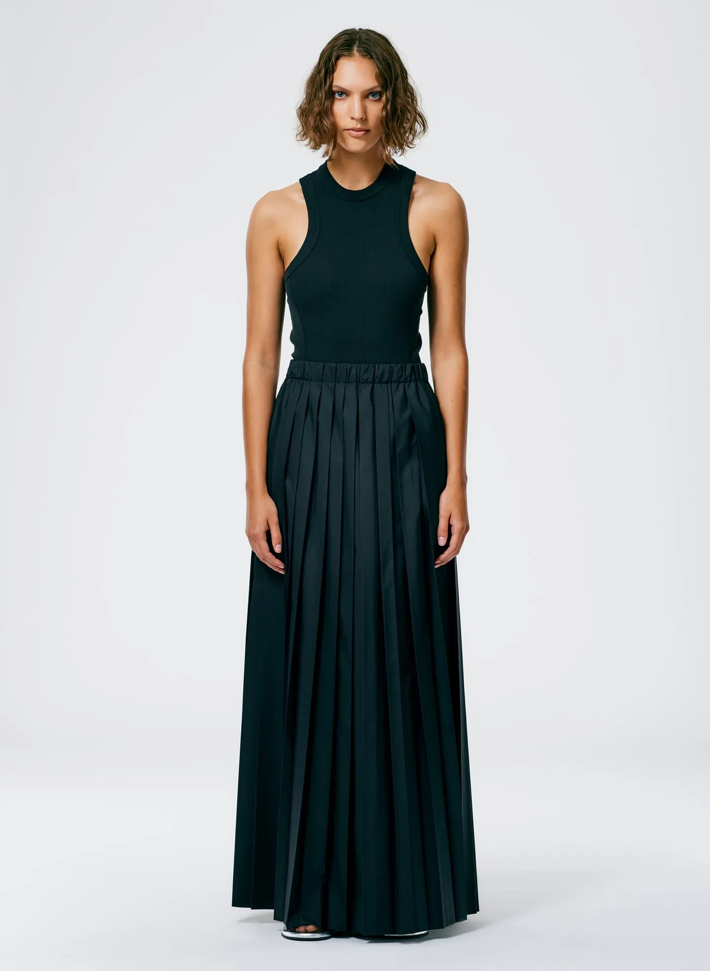 Italian Sporty Nylon Pleated Pull On Maxi Skirt sold by Tibi product image thumbnail 2