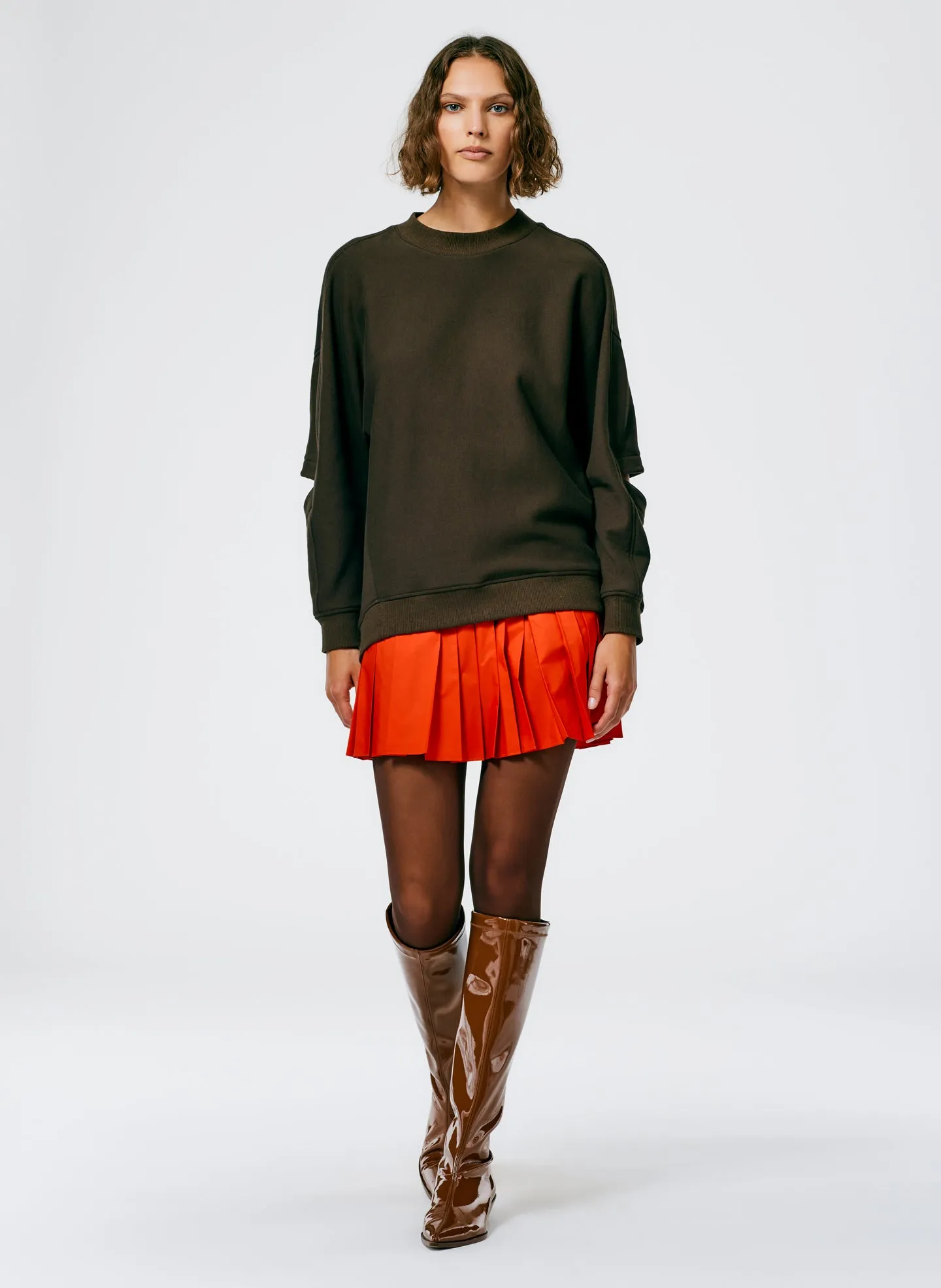 Italian Sporty Nylon Pleated Pull On Mini Skirt sold by Tibi