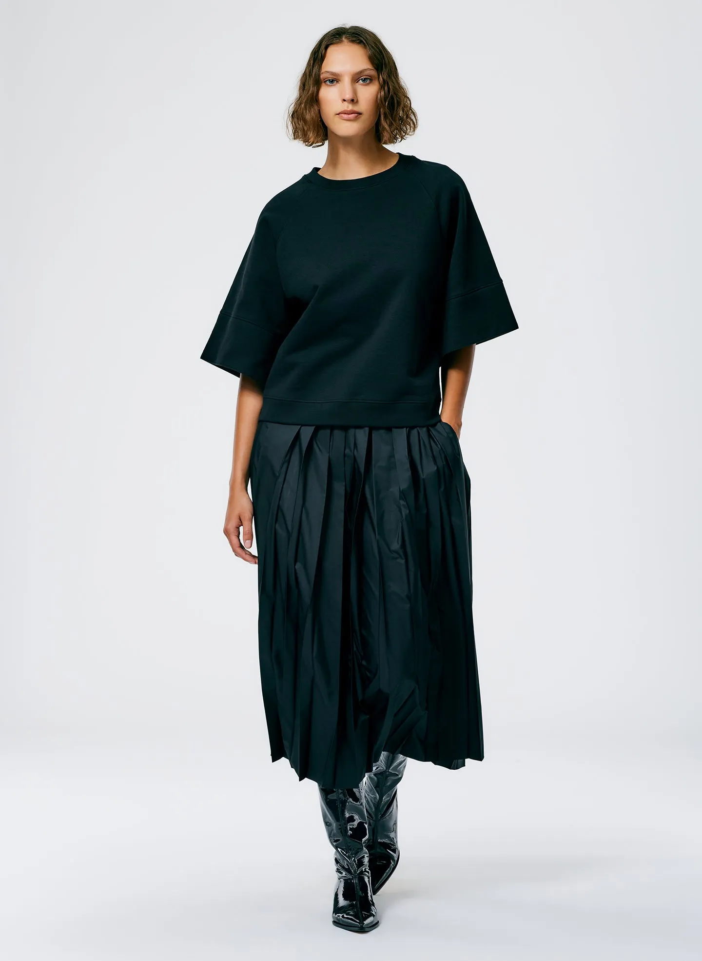 Italian Sporty Nylon Pleated Pull On Skirt sold by Tibi