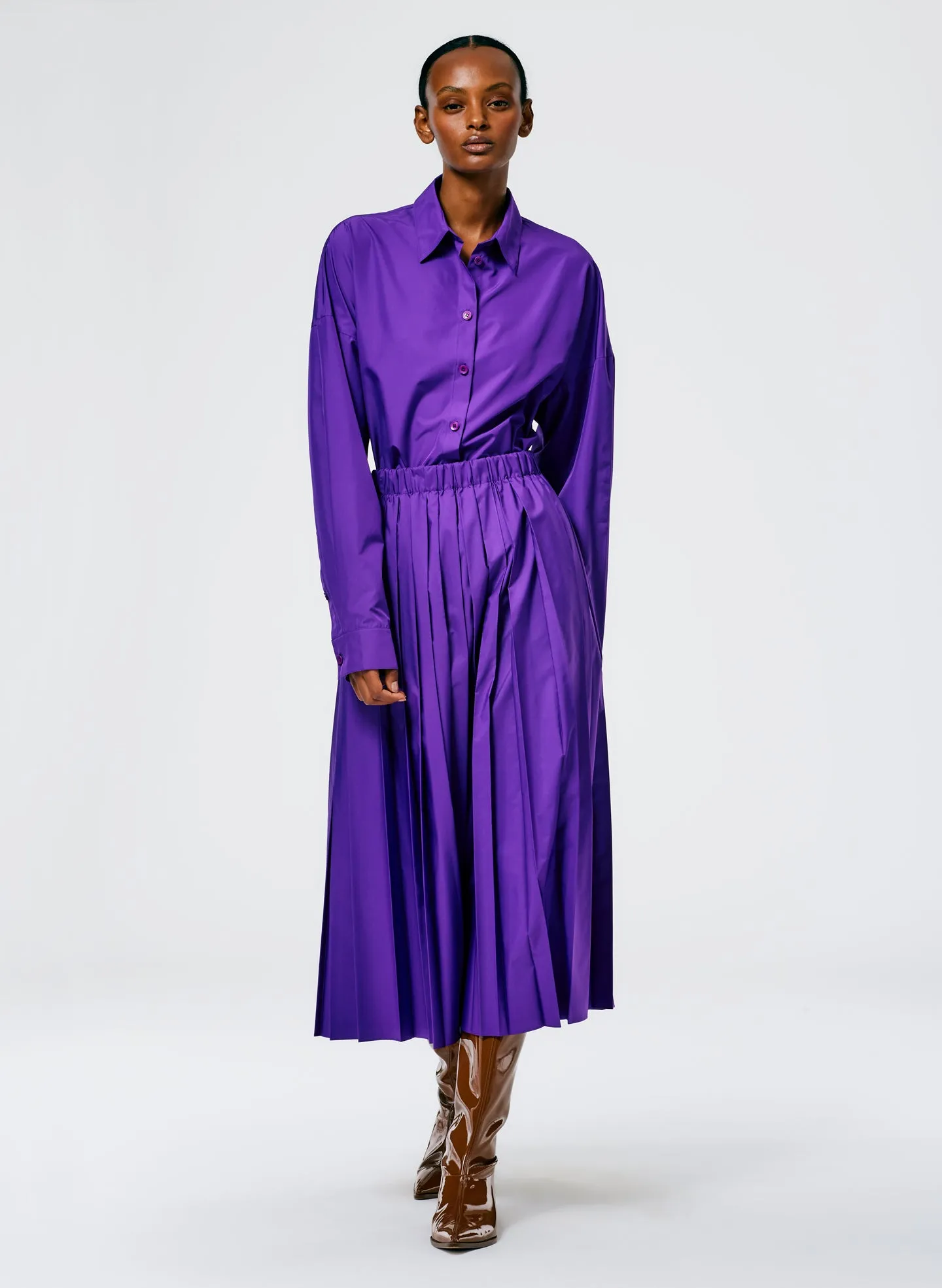 Italian Sporty Nylon Pleated Pull On Skirt sold by Tibi