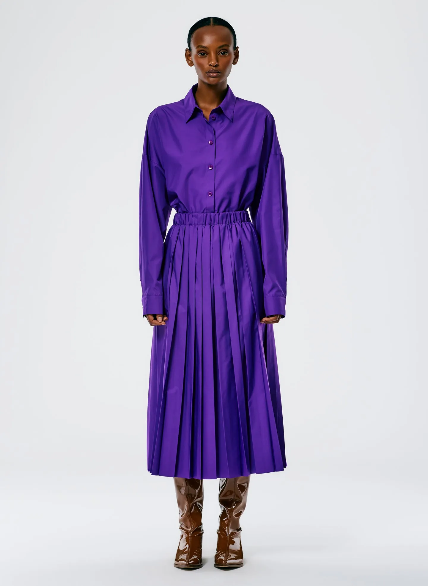 Italian Sporty Nylon Pleated Pull On Skirt sold by Tibi product image thumbnail 2