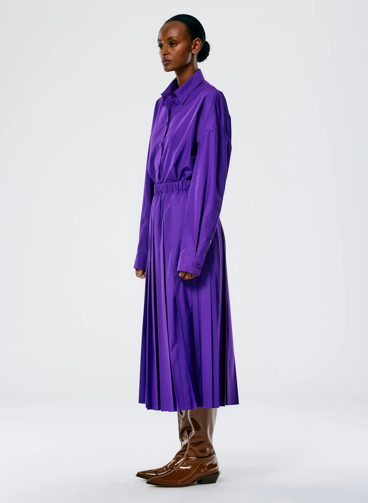 Italian Sporty Nylon Pleated Pull On Skirt sold by Tibi product image thumbnail 3