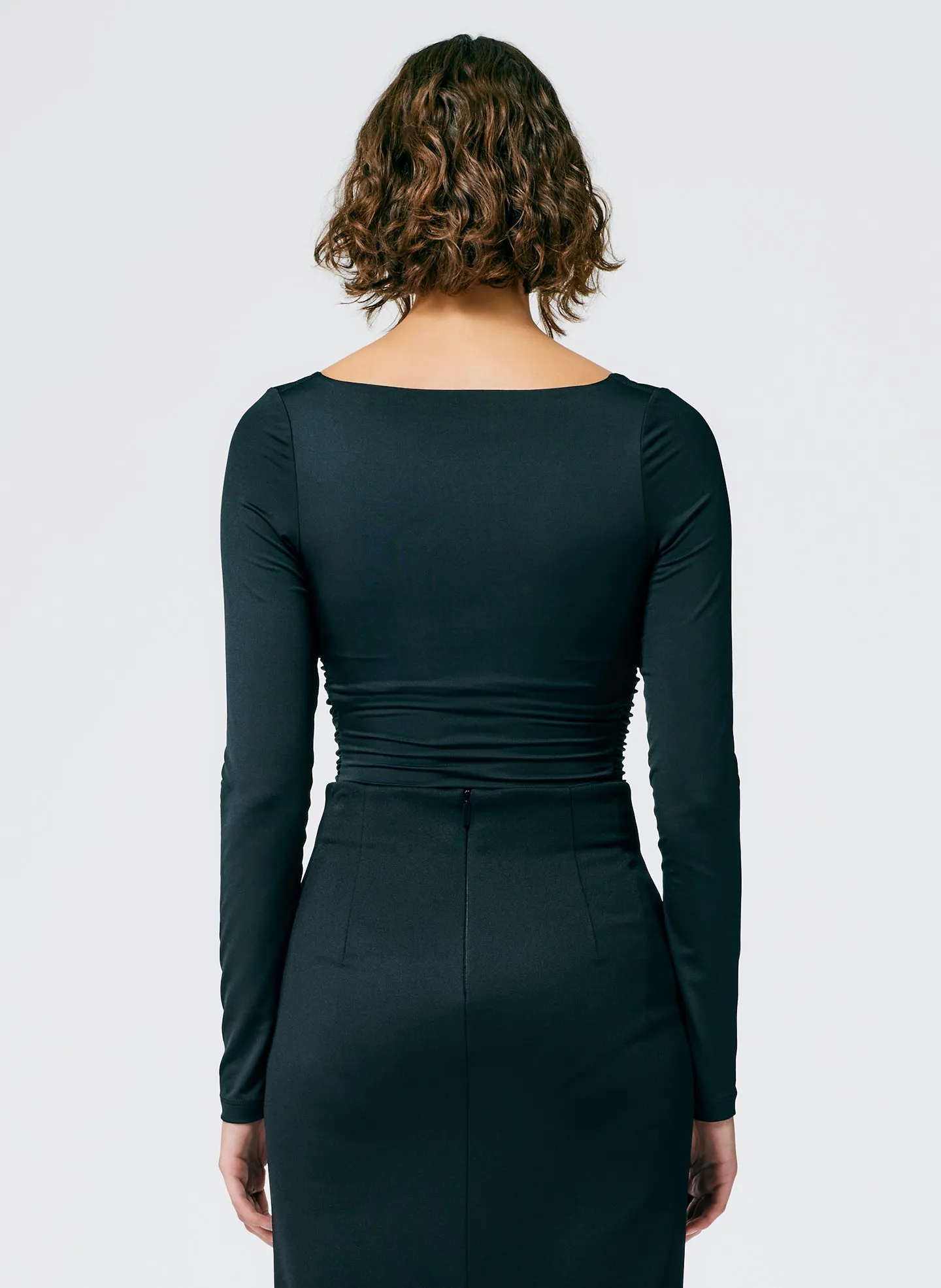 Stretch Shirred Long Sleeve Bodysuit sold by Tibi product image thumbnail 4