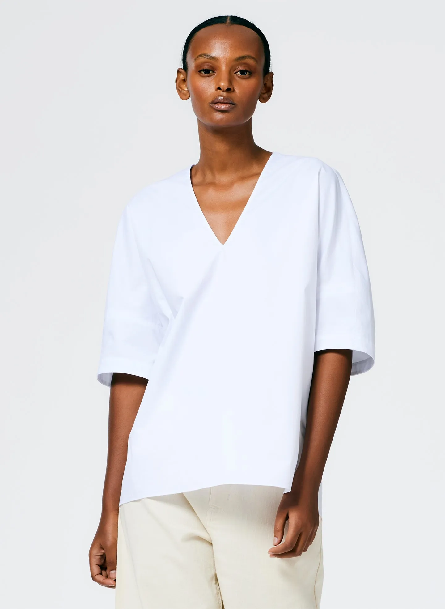 Eco Poplin V-Neck Cocoon Top sold by Tibi