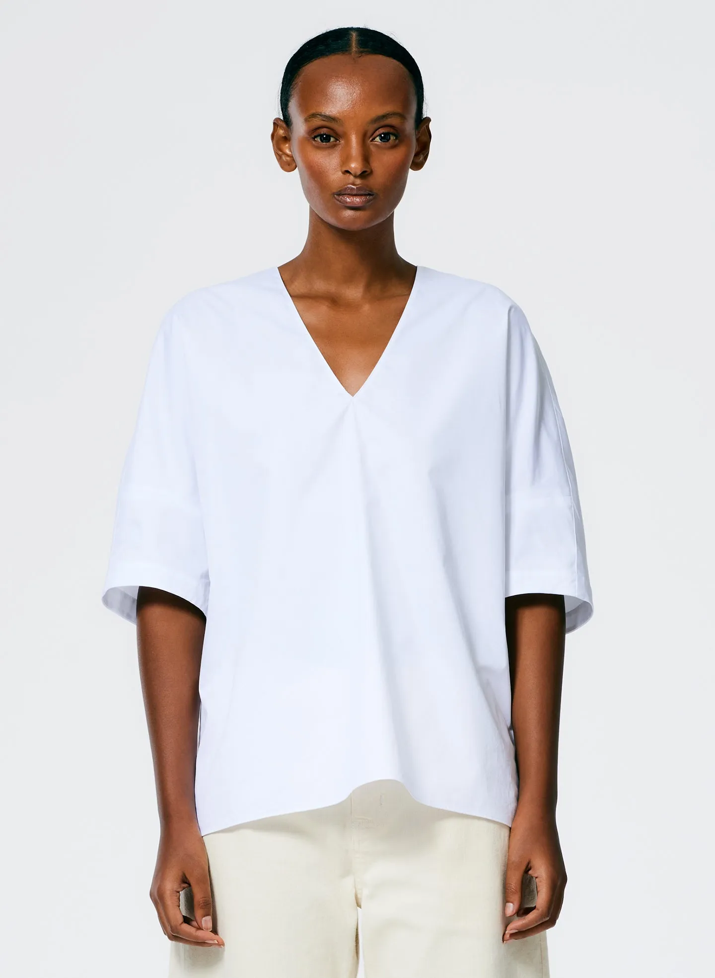 Eco Poplin V-Neck Cocoon Top sold by Tibi product image thumbnail 2