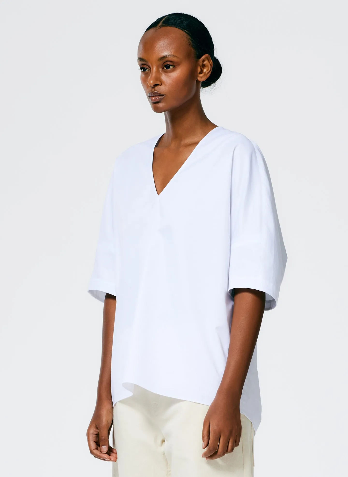 Eco Poplin V-Neck Cocoon Top sold by Tibi product image thumbnail 3