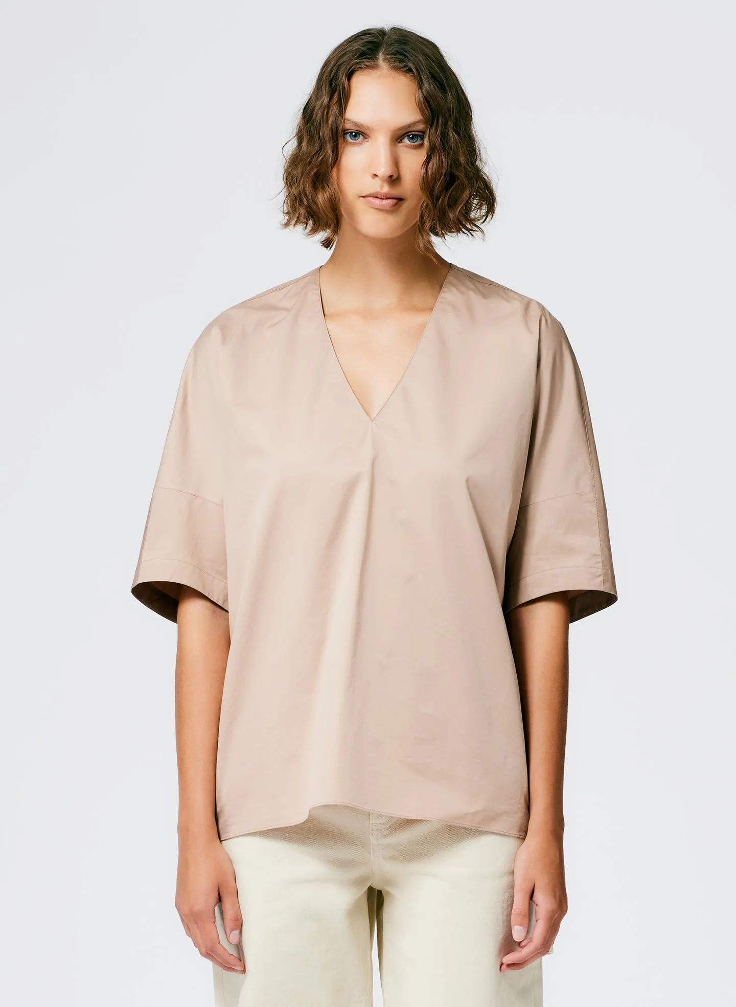 Eco Poplin V-Neck Cocoon Top sold by Tibi product image thumbnail 2