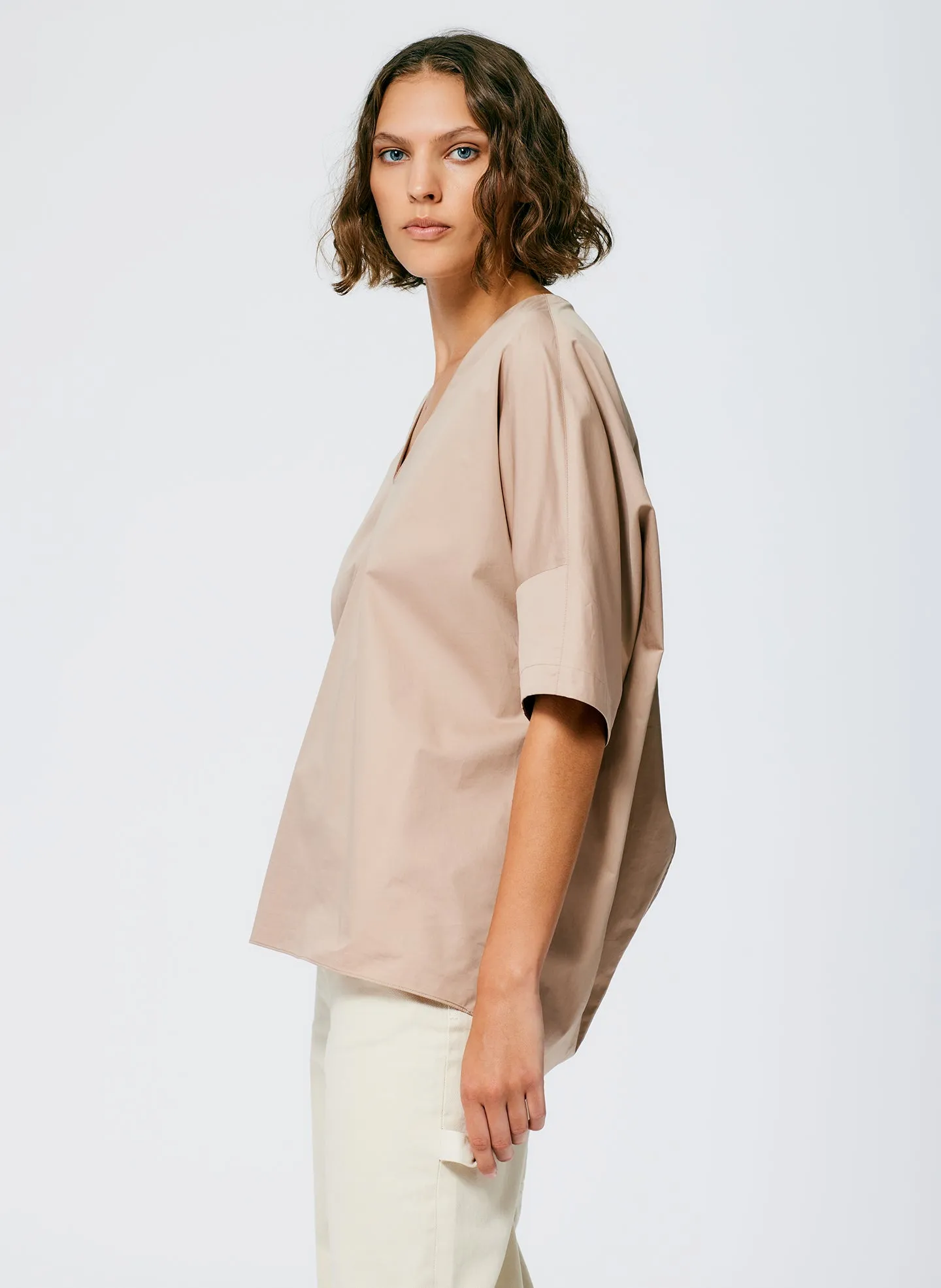 Eco Poplin V-Neck Cocoon Top sold by Tibi product image thumbnail 5