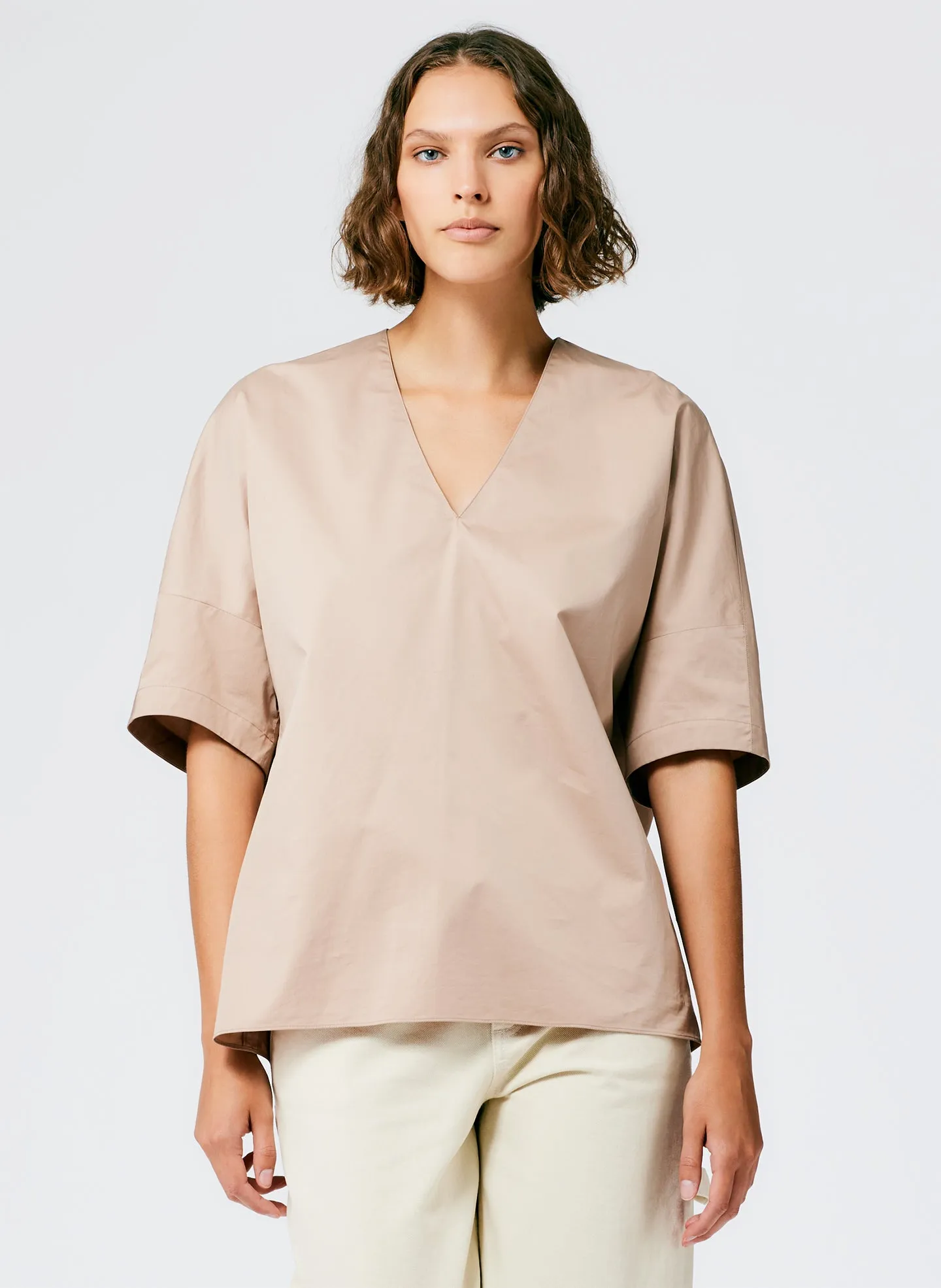 Eco Poplin V-Neck Cocoon Top sold by Tibi