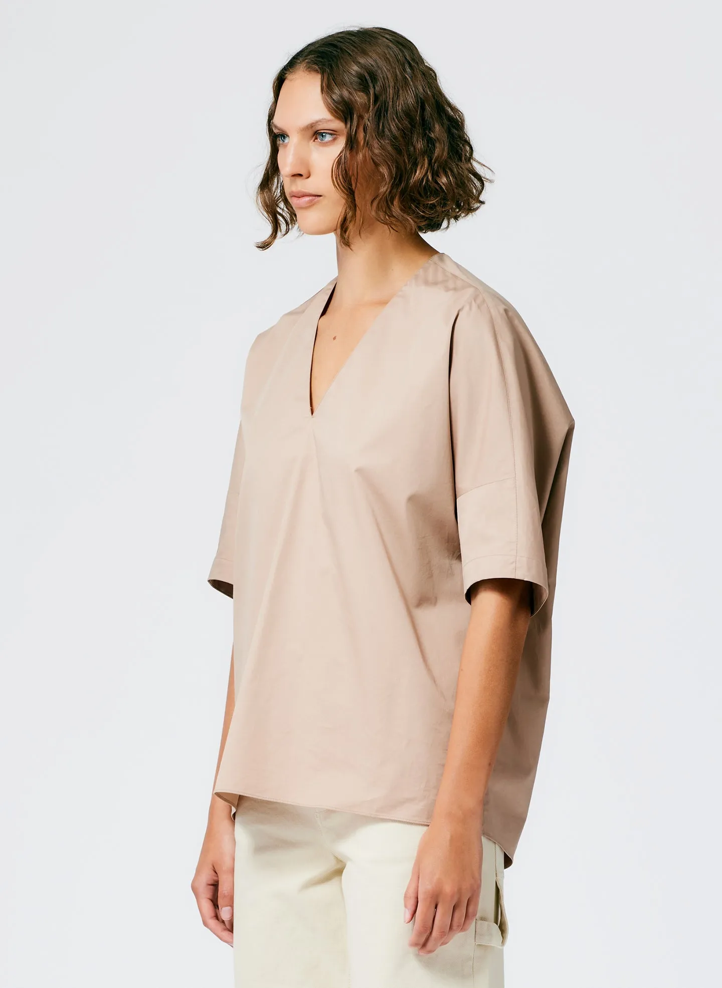 Eco Poplin V-Neck Cocoon Top sold by Tibi product image thumbnail 3