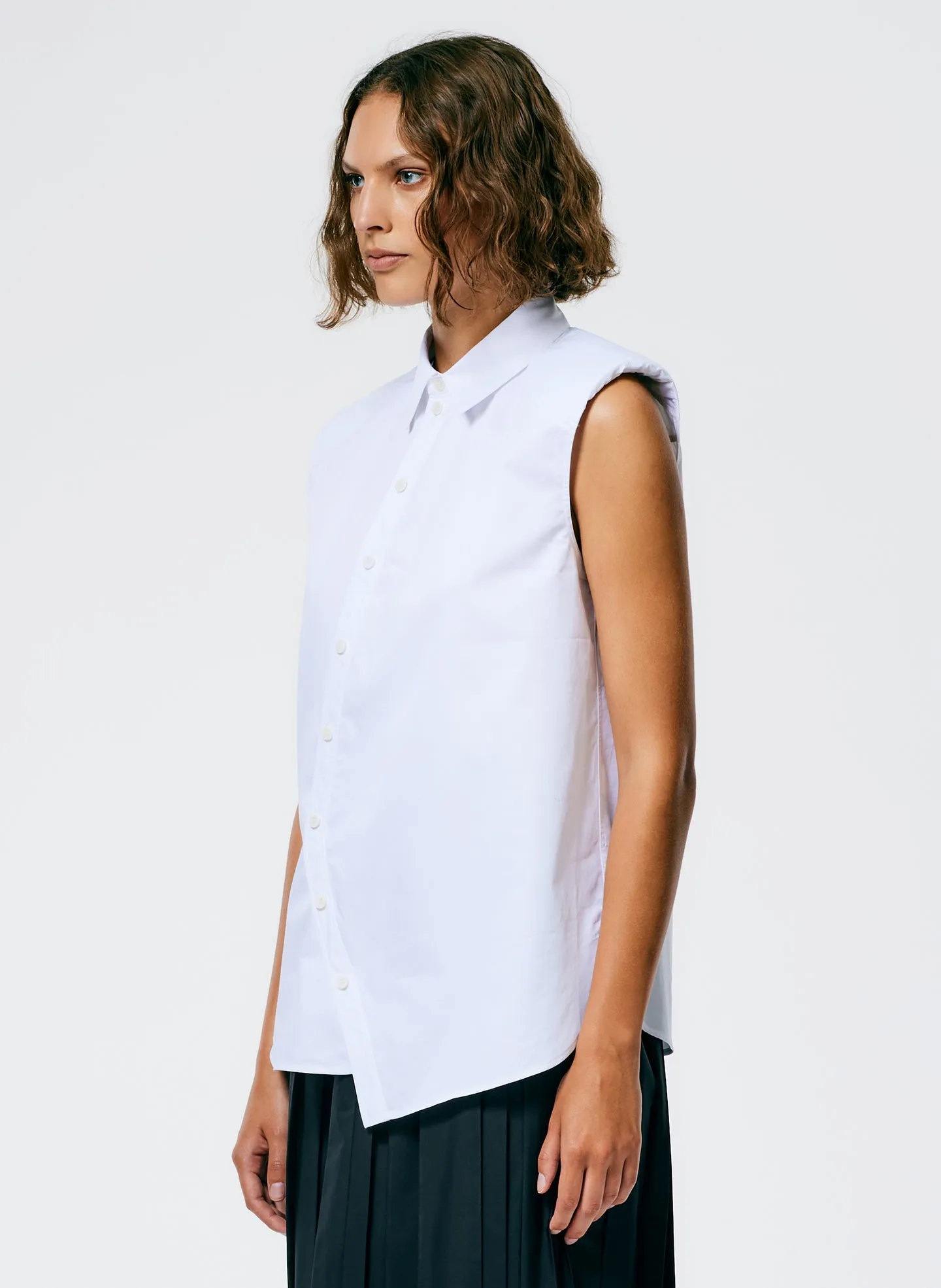 Eco Poplin Sleeveless Shoulderpad Shirt sold by Tibi product image thumbnail 3