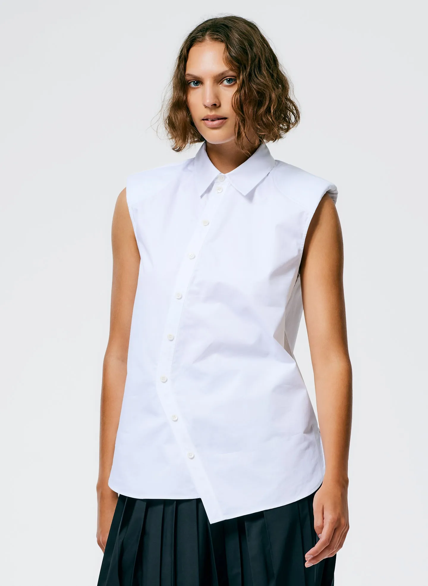 Eco Poplin Sleeveless Shoulderpad Shirt sold by Tibi