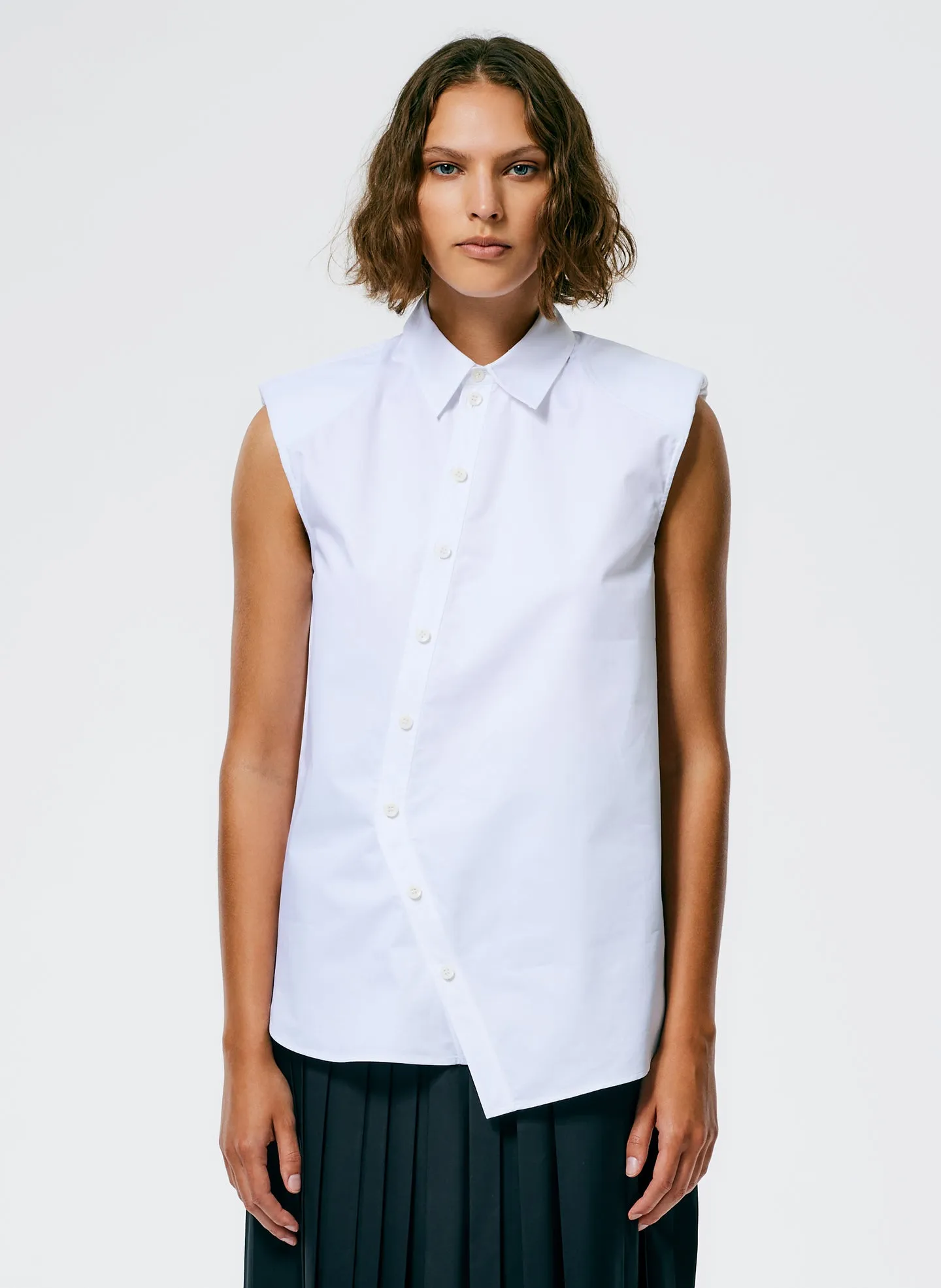 Eco Poplin Sleeveless Shoulderpad Shirt sold by Tibi product image thumbnail 2