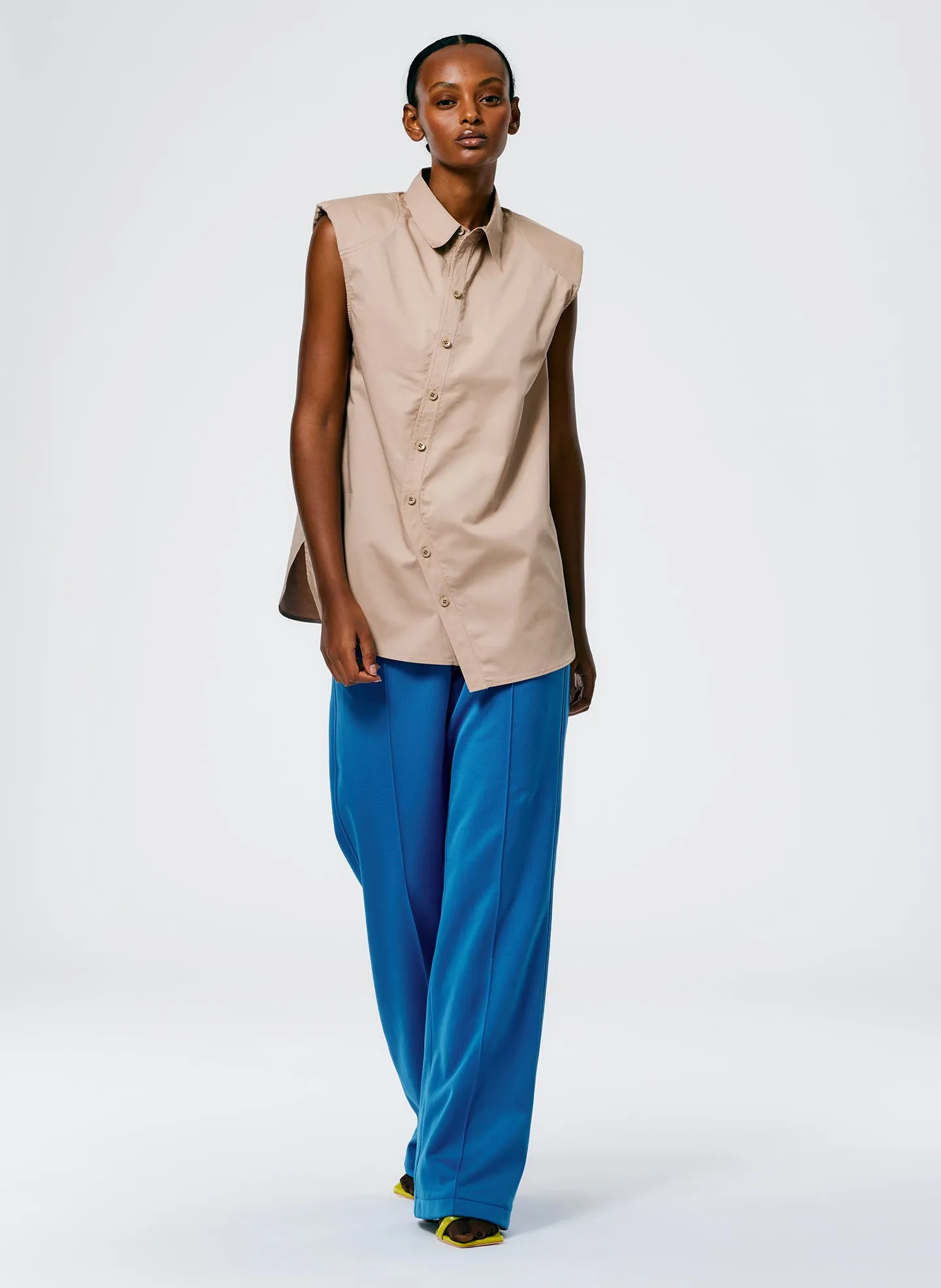 Eco Poplin Sleeveless Shoulderpad Shirt sold by Tibi product image thumbnail 5
