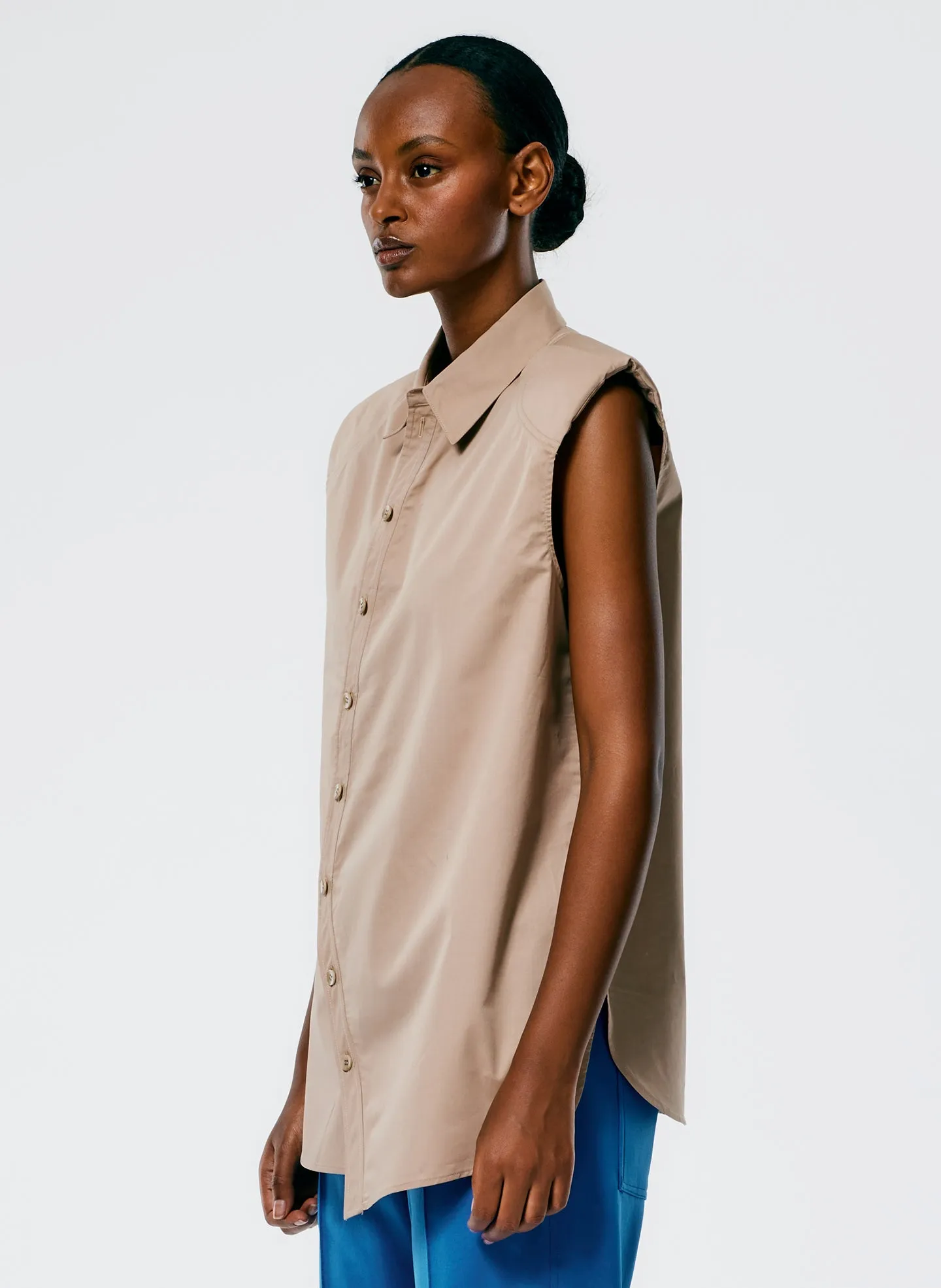 Eco Poplin Sleeveless Shoulderpad Shirt sold by Tibi product image thumbnail 3
