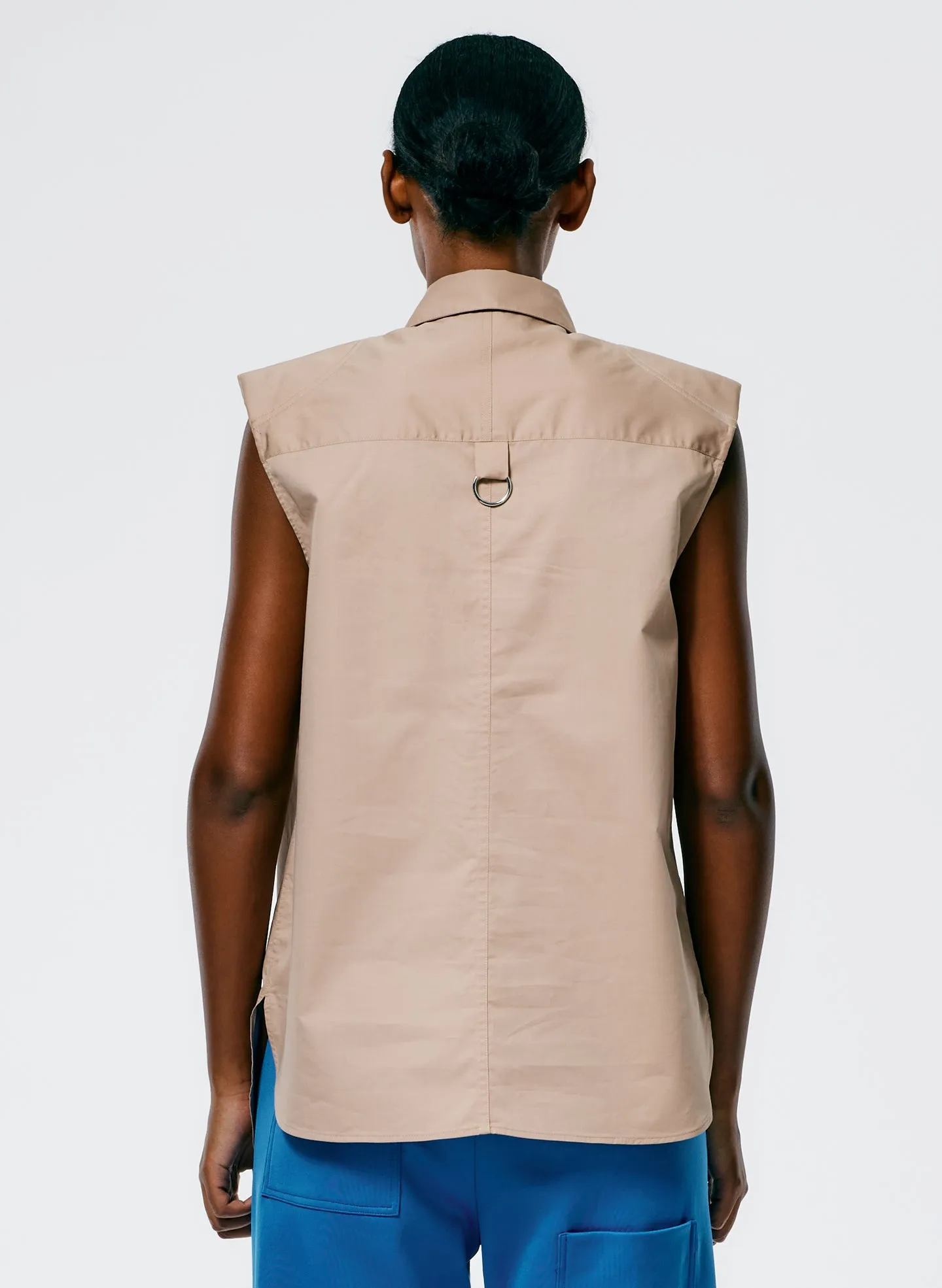 Eco Poplin Sleeveless Shoulderpad Shirt sold by Tibi product image thumbnail 4
