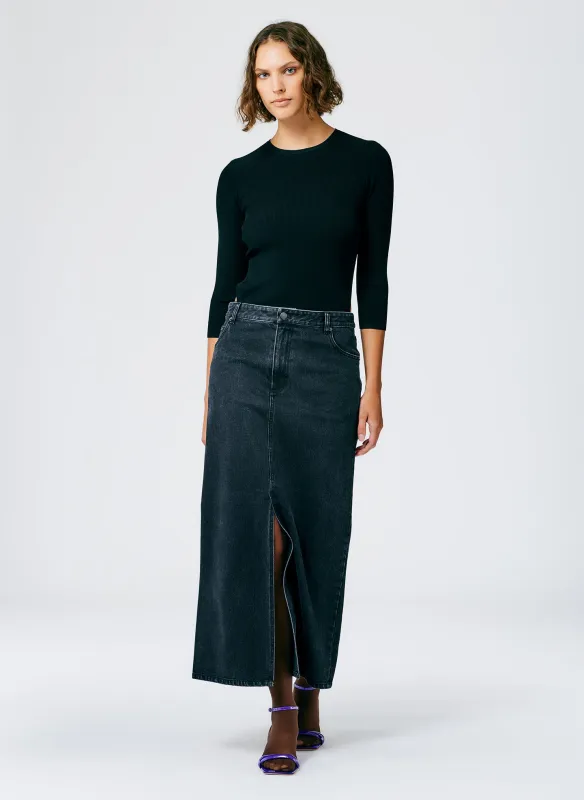Black Denim Maxi Skirt - Petite made by Tibi