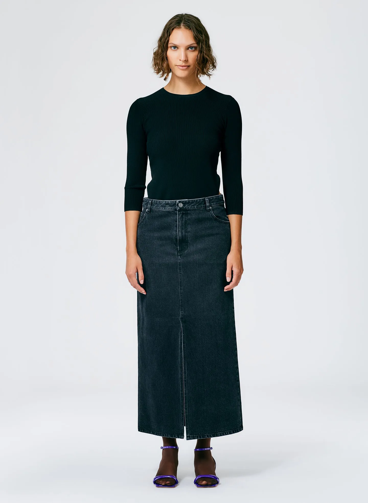 Black Denim Maxi Skirt - Petite sold by Tibi product image thumbnail 2