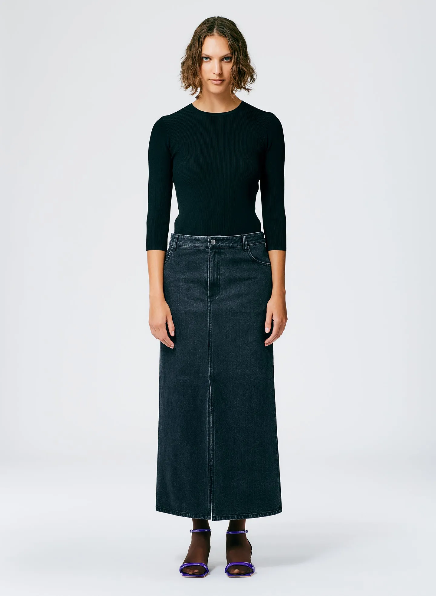 Black Denim Maxi Skirt - Regular sold by Tibi product image thumbnail 2