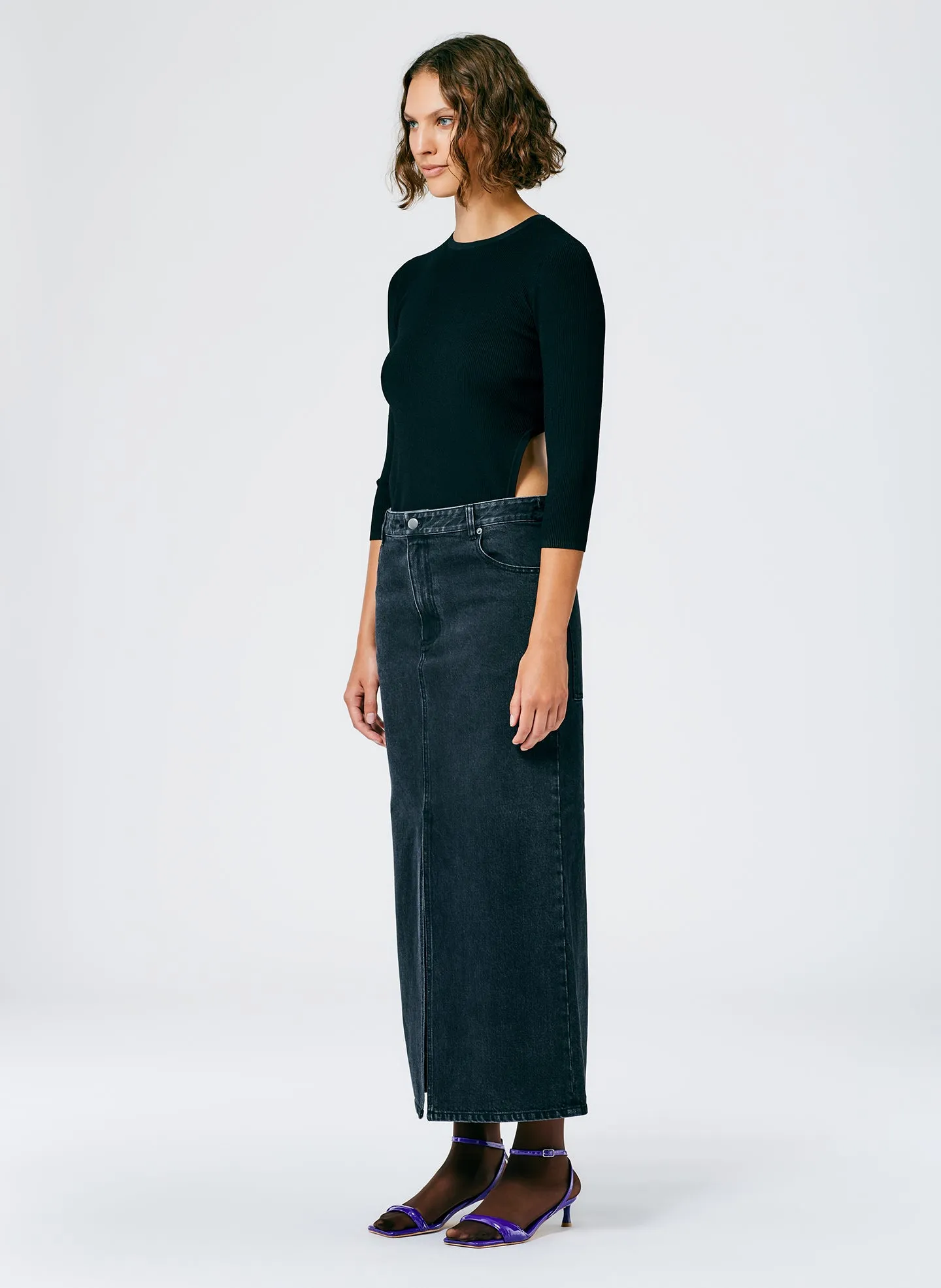 Black Denim Maxi Skirt - Regular sold by Tibi product image thumbnail 3