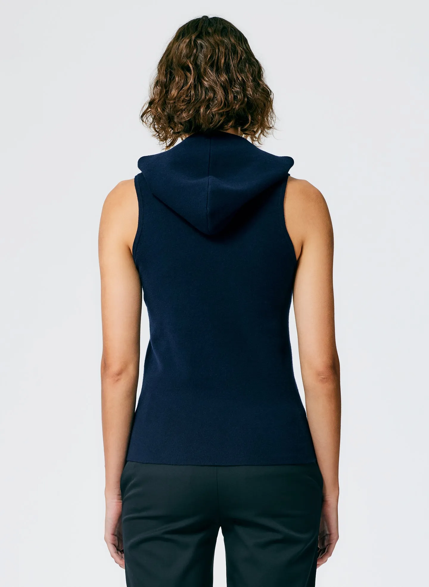 Compact Stretch Cashmere Sleeveless Hoodie sold by Tibi product image thumbnail 4