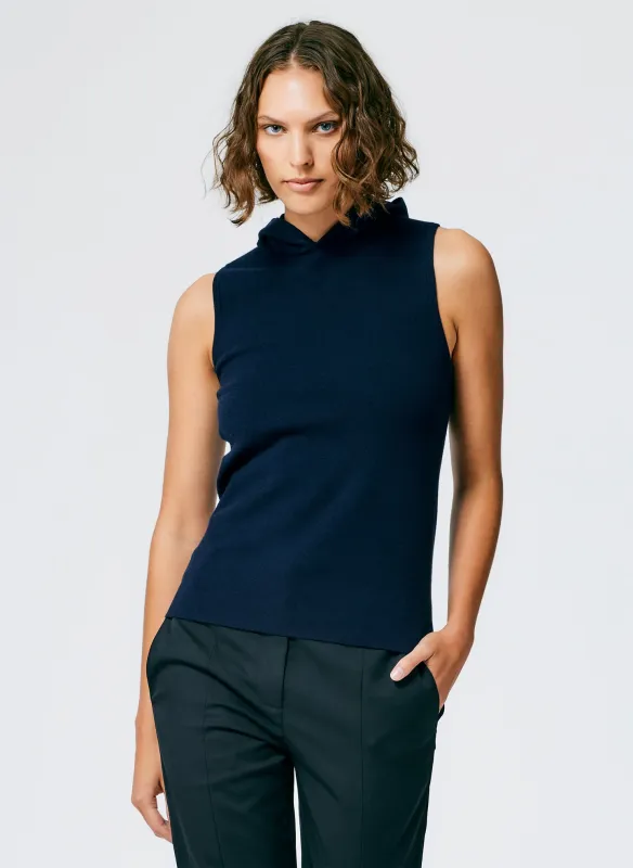 Compact Stretch Cashmere Sleeveless Hoodie sold by Tibi
