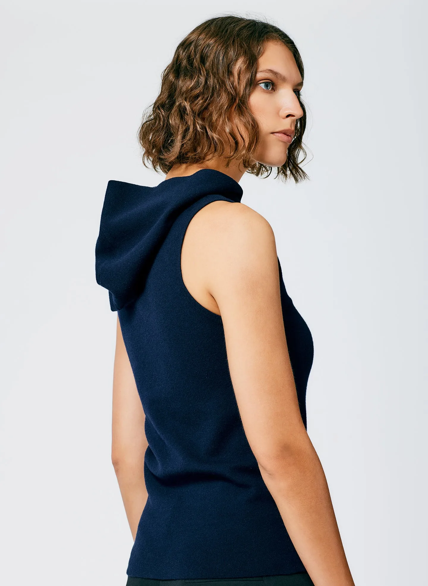 Compact Stretch Cashmere Sleeveless Hoodie sold by Tibi product image thumbnail 5