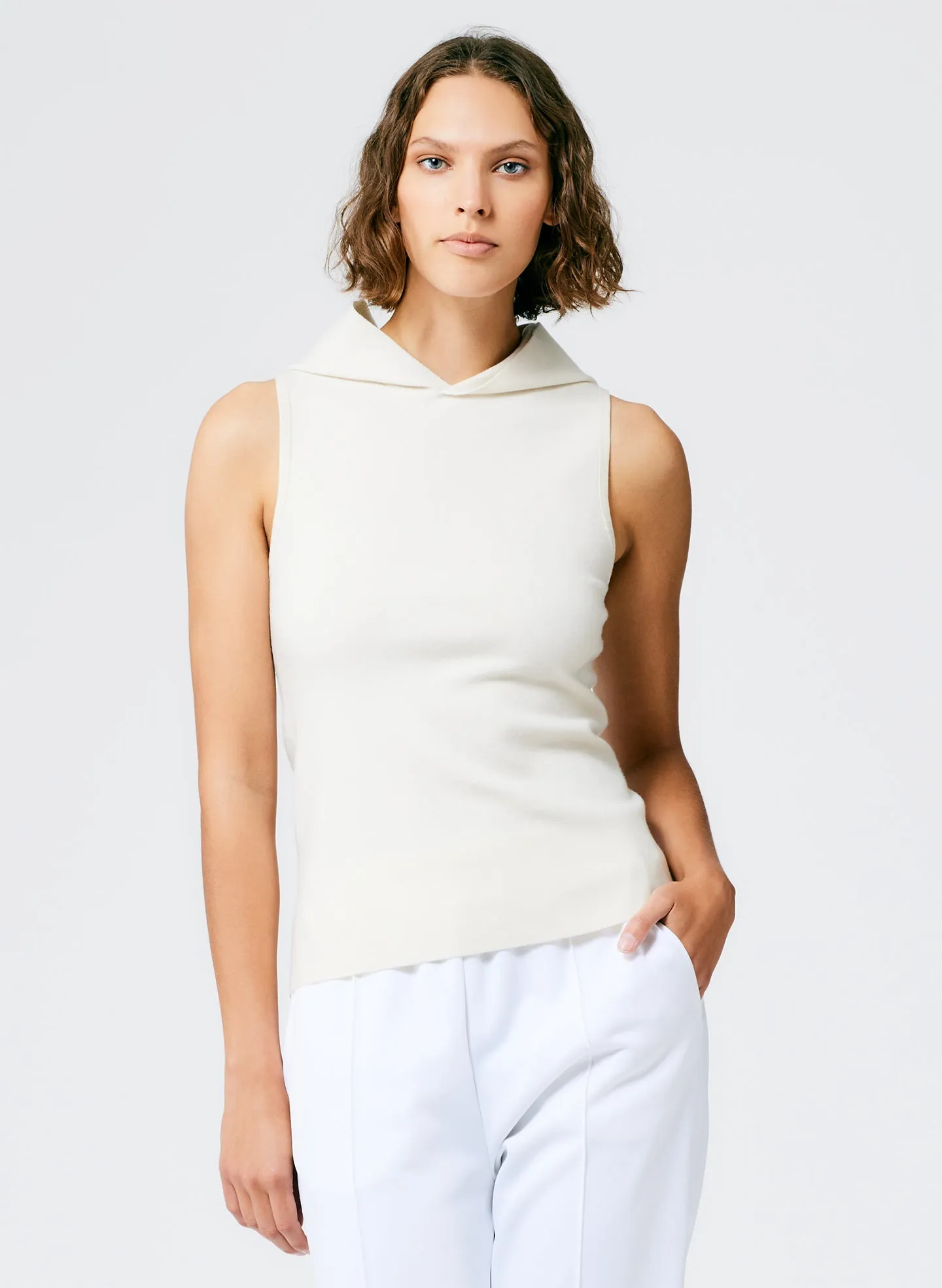 Compact Stretch Cashmere Sleeveless Hoodie sold by Tibi