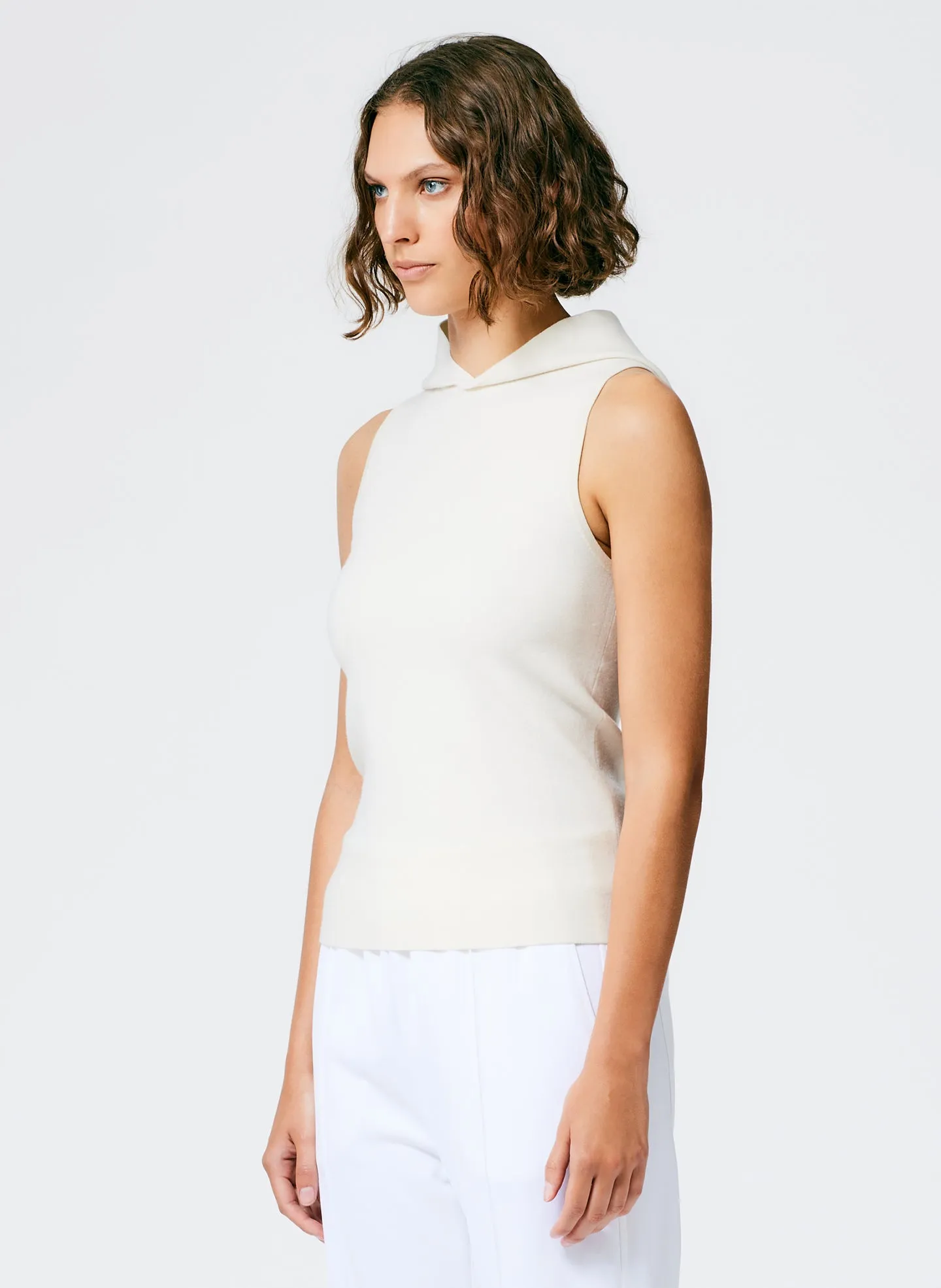 Compact Stretch Cashmere Sleeveless Hoodie sold by Tibi product image thumbnail 3