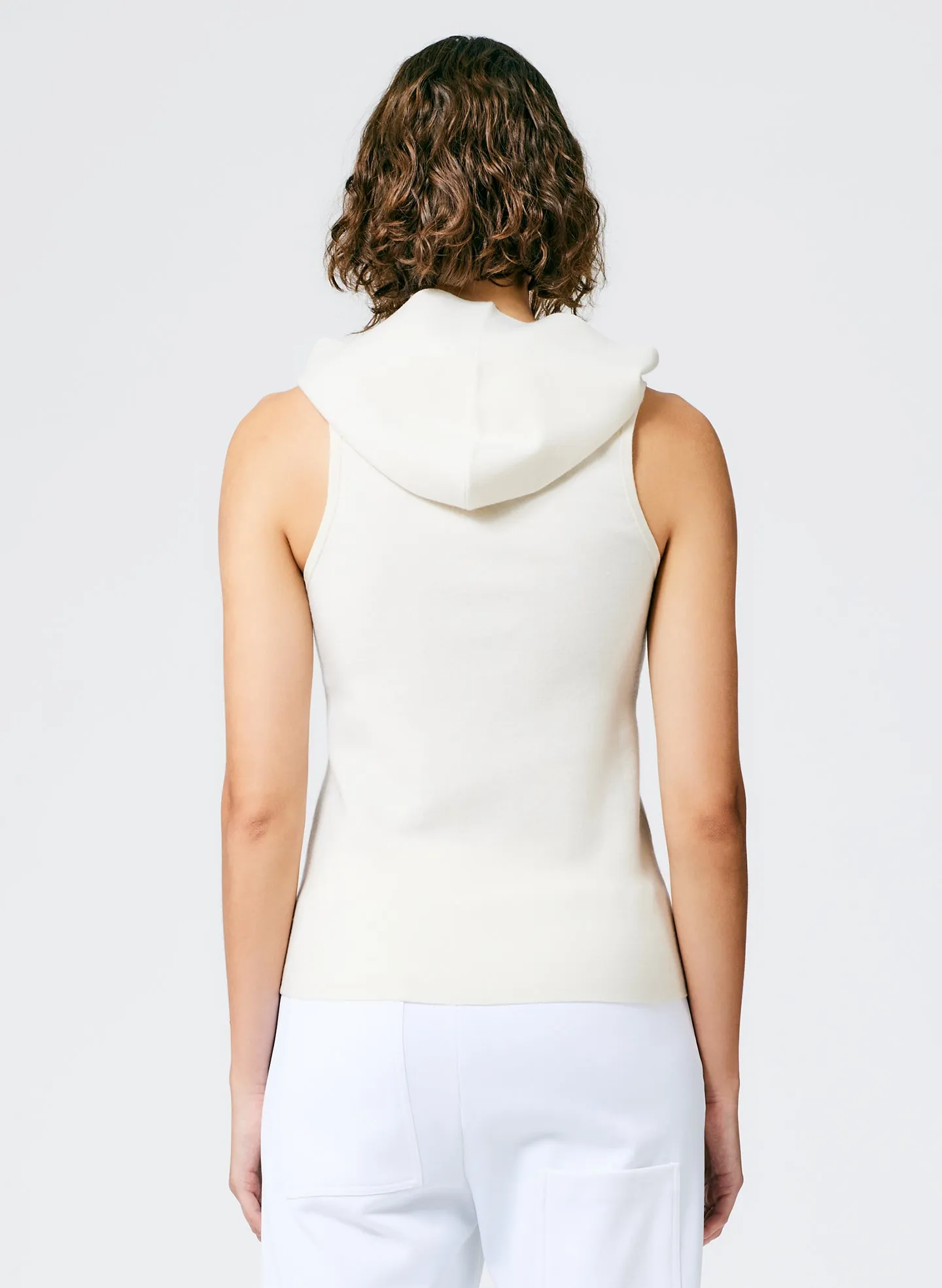 Compact Stretch Cashmere Sleeveless Hoodie sold by Tibi product image thumbnail 4